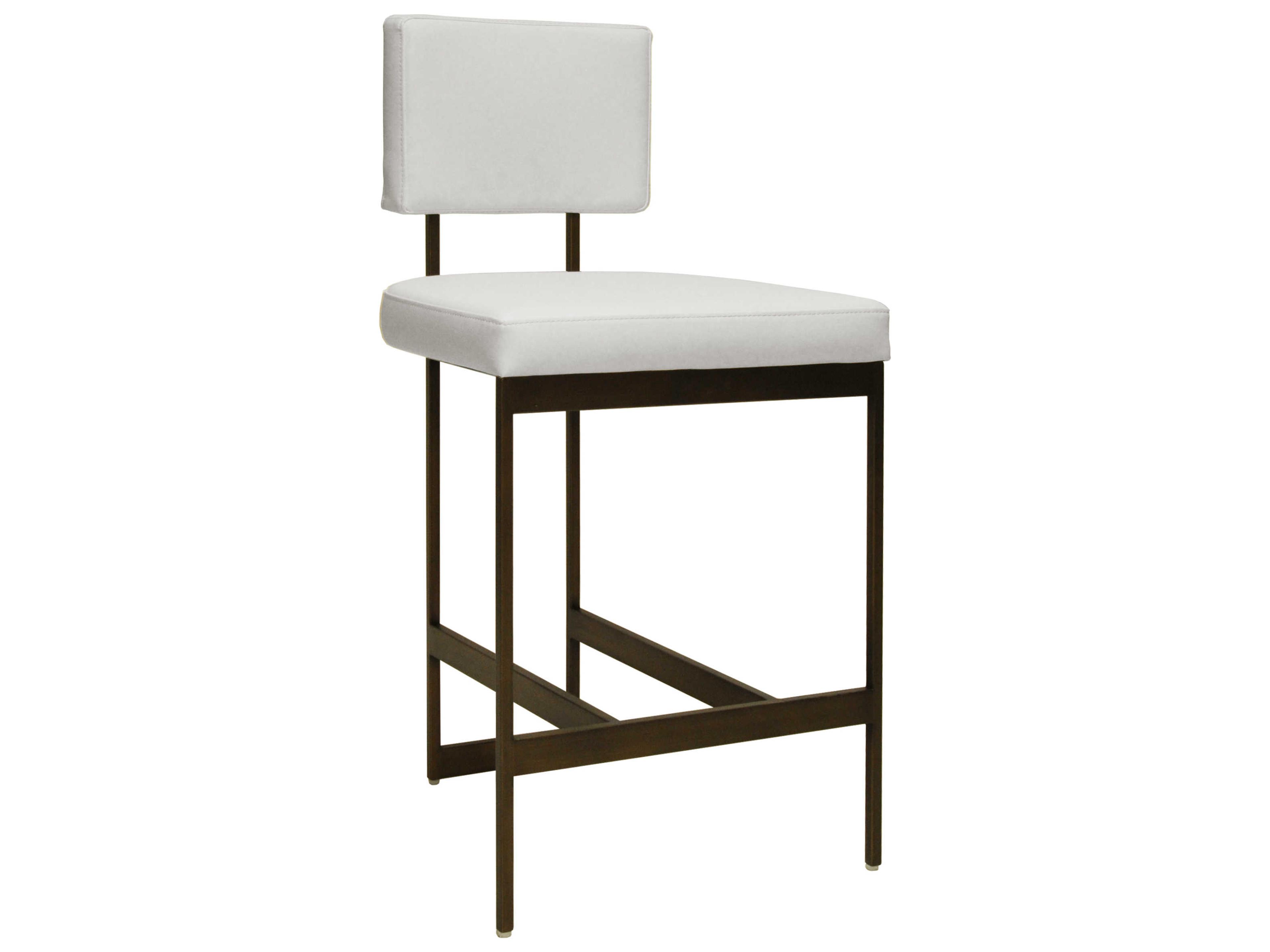 Baylor Modern Counter Stool with White Vinyl Cushion in Bronze