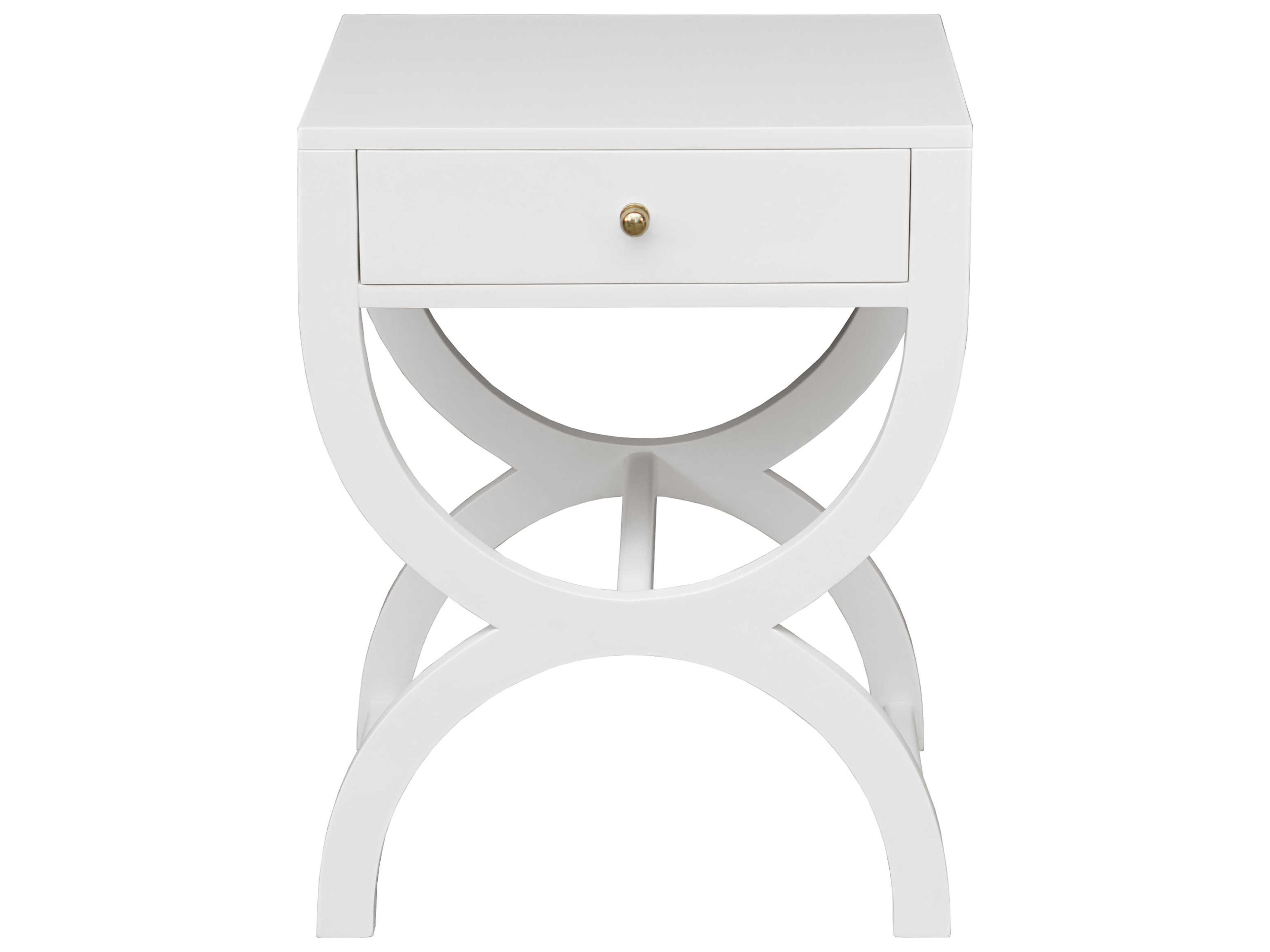 Worlds Away Rectangular Wood White Lacquer End Table