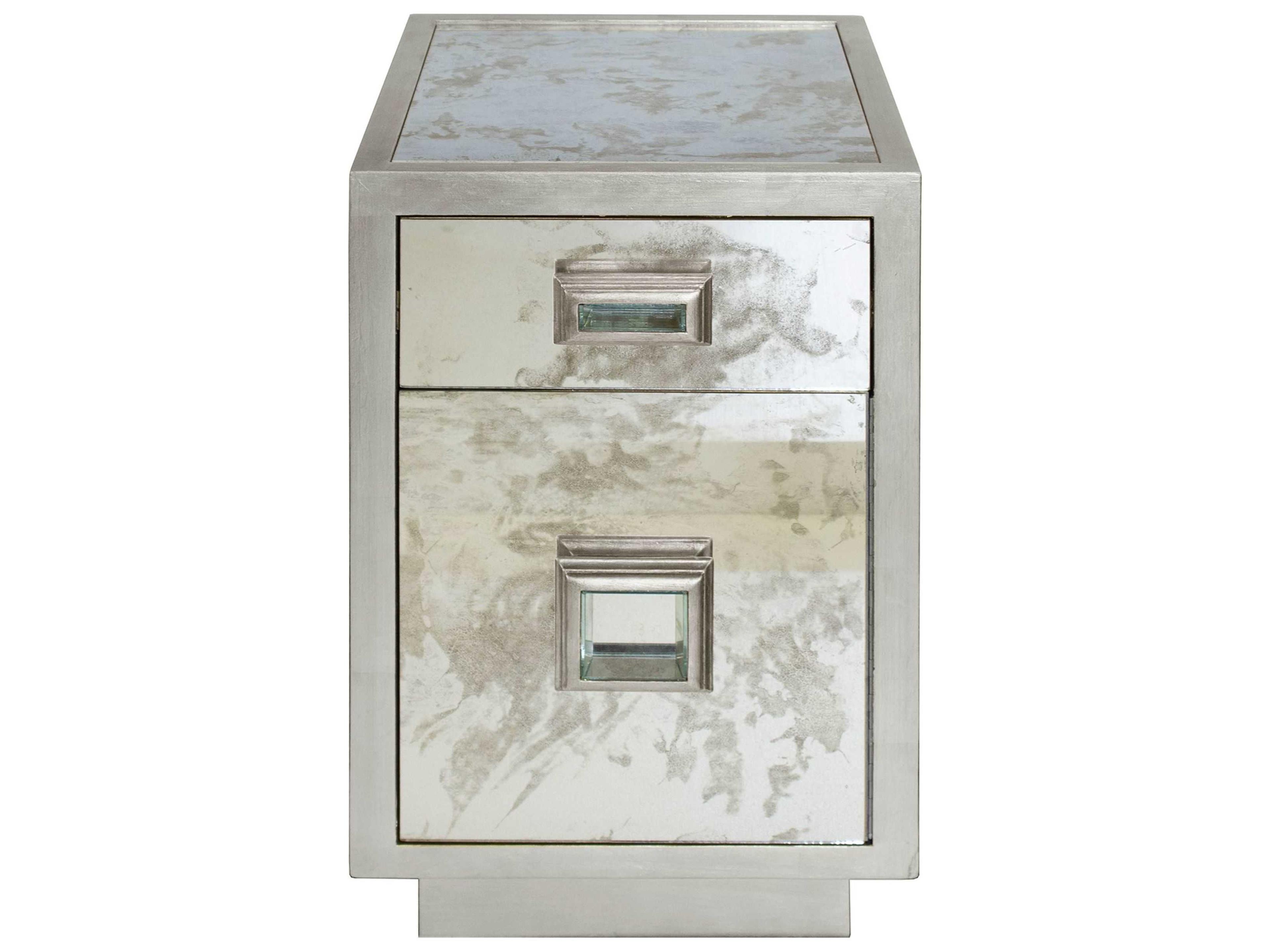 Rectangular Silver Leaf Antique Mirror End Table