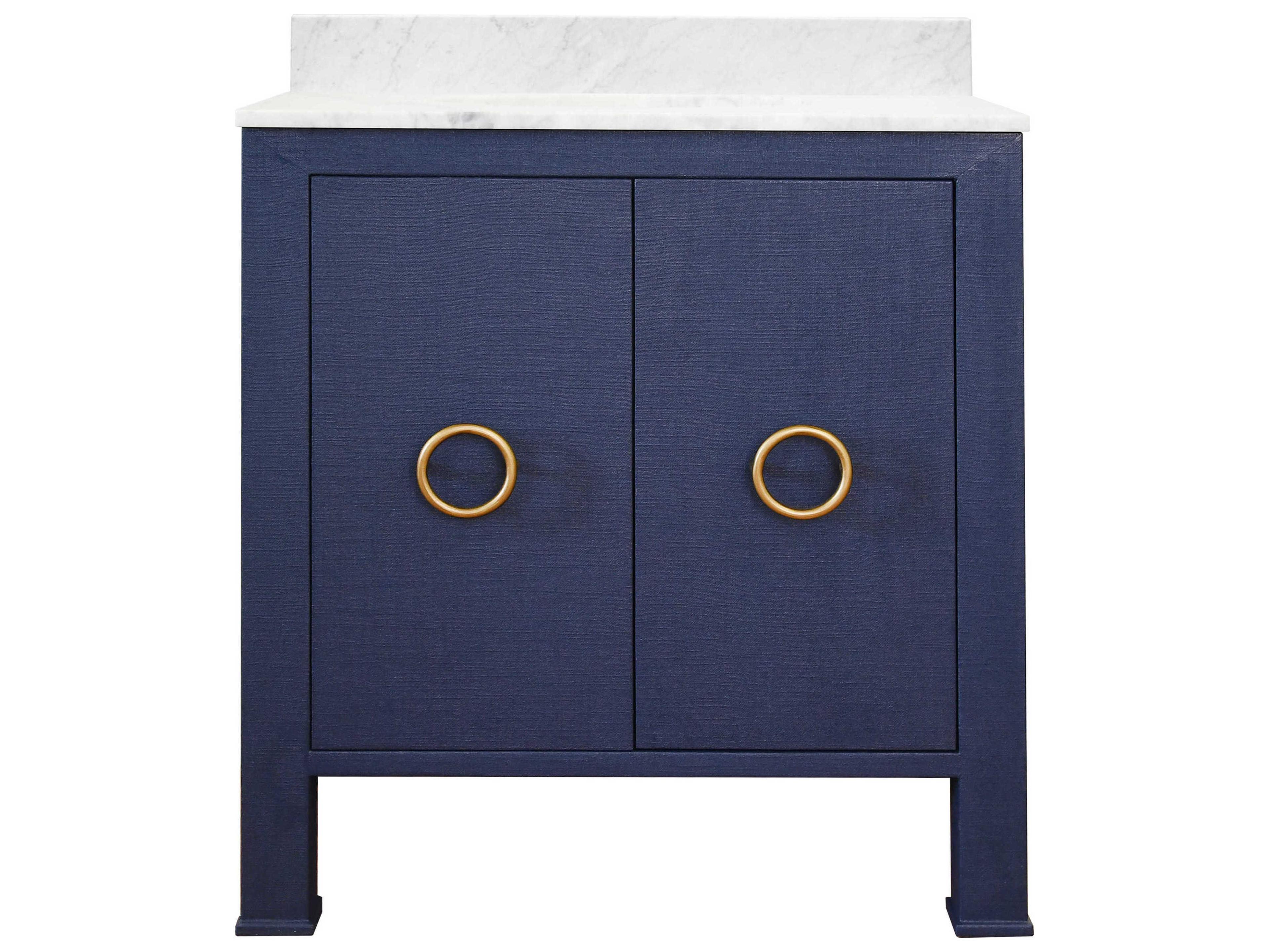 Navy / Antique Brass / White Carrara Marble 30" Single Vanity