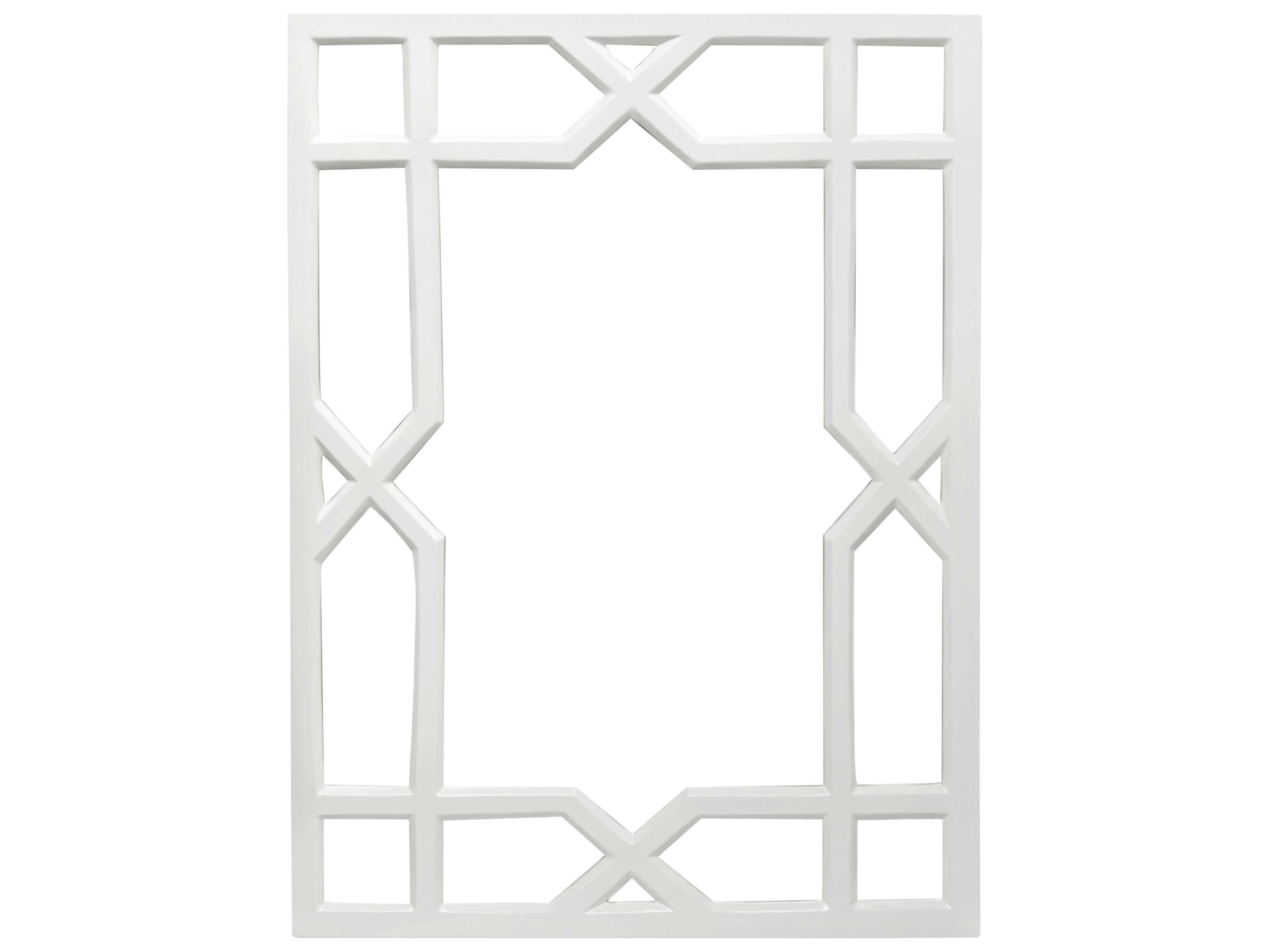 White Lacquer Rectangular Trellis Mirror