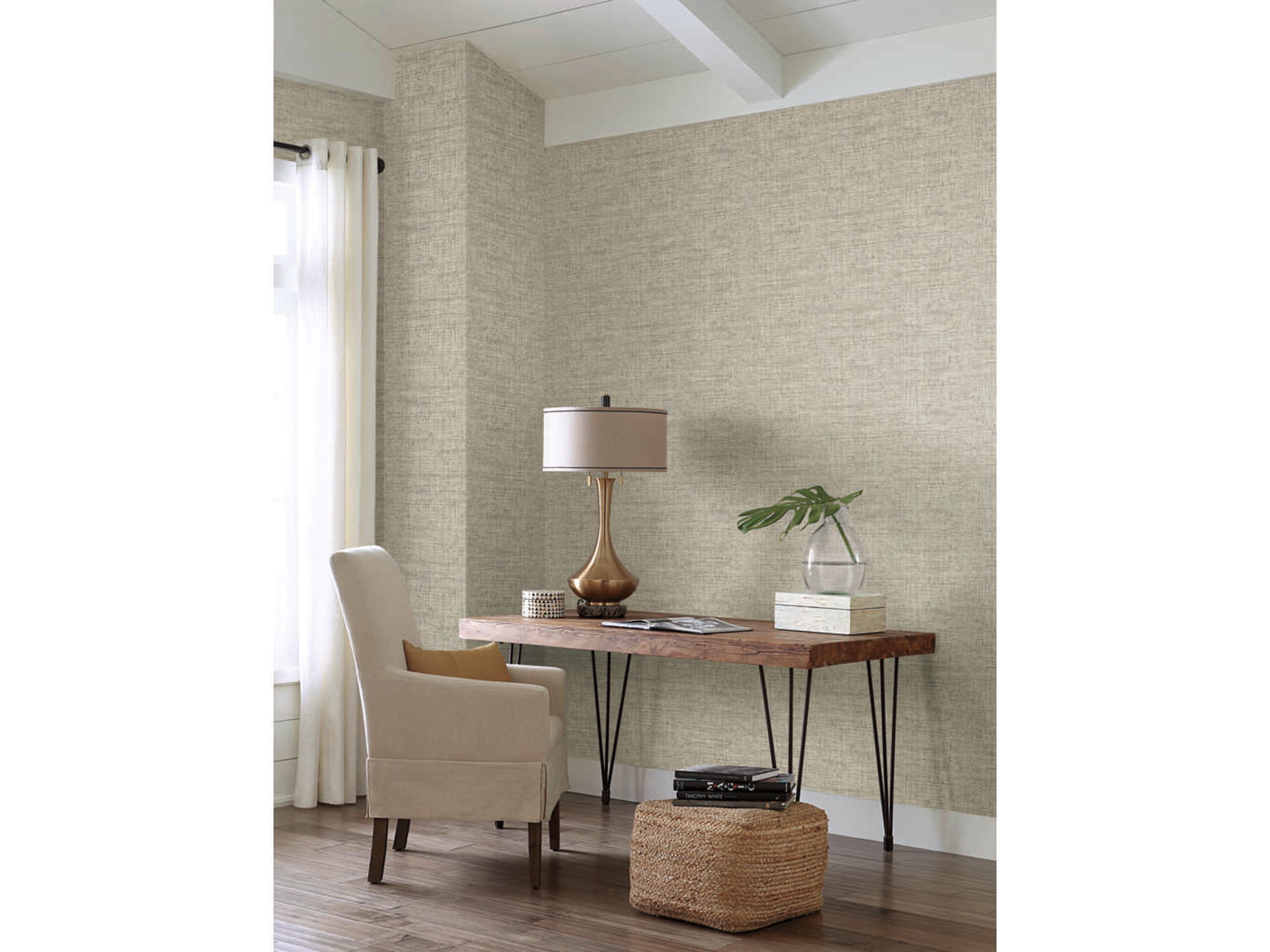 York Wallcoverings Conservatory Grey Papyrus Weave Wallpaper