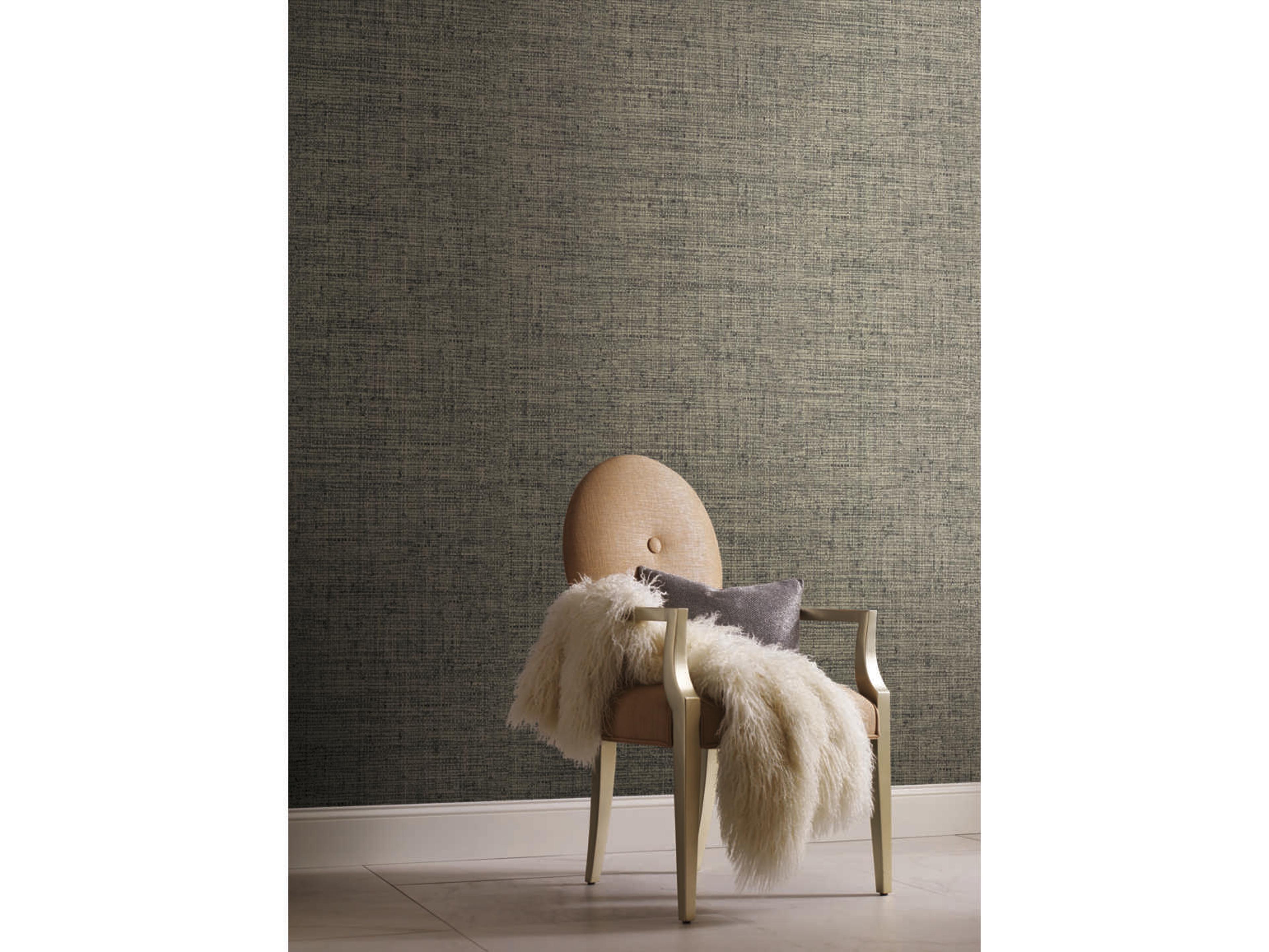 York Wallcoverings Conservatory Black / Grey Papyrus Weave Wallpaper