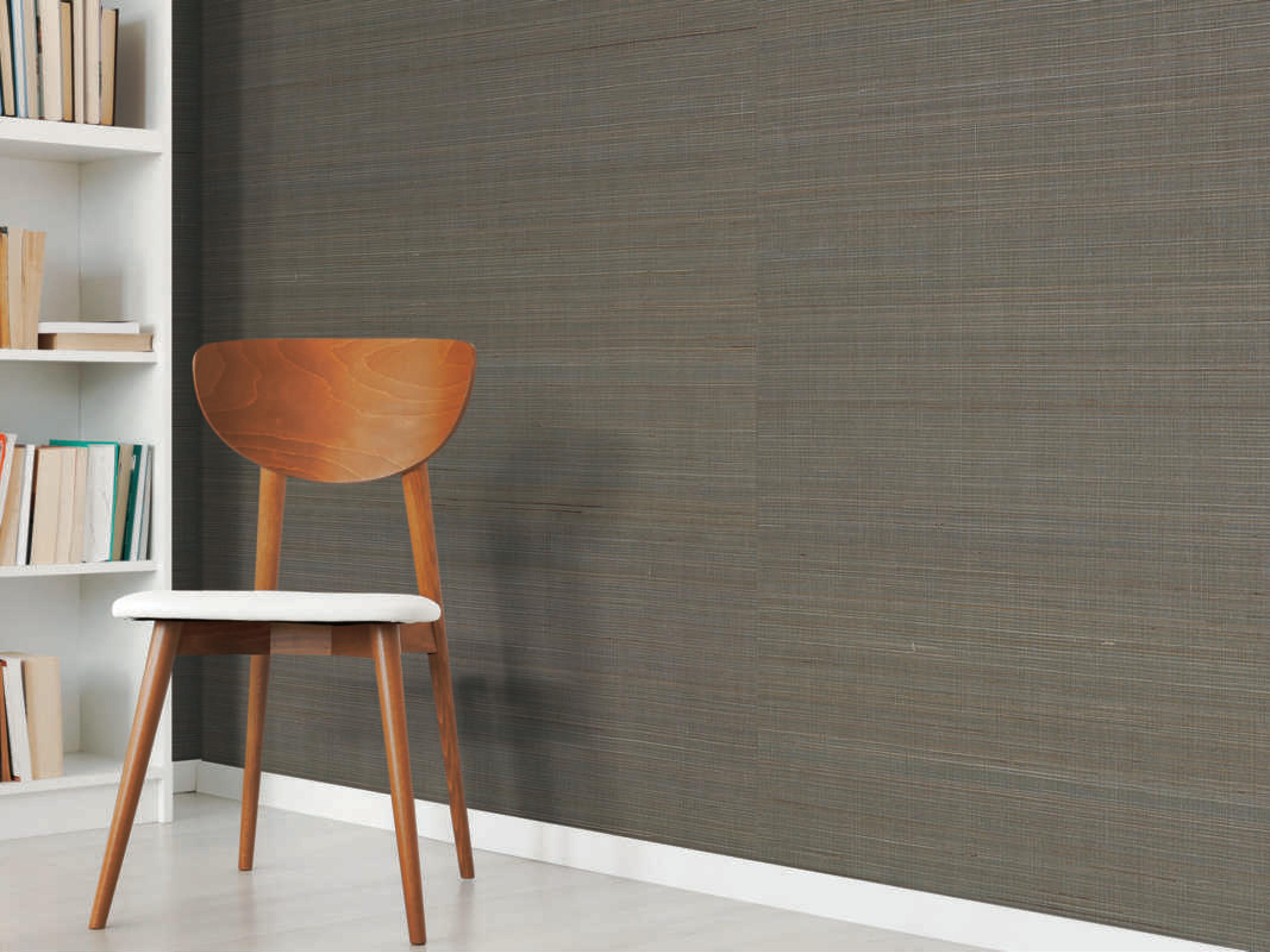 York Wallcoverings Grasscloth Resource Library Charcoal Abaca Weave Wallpaper