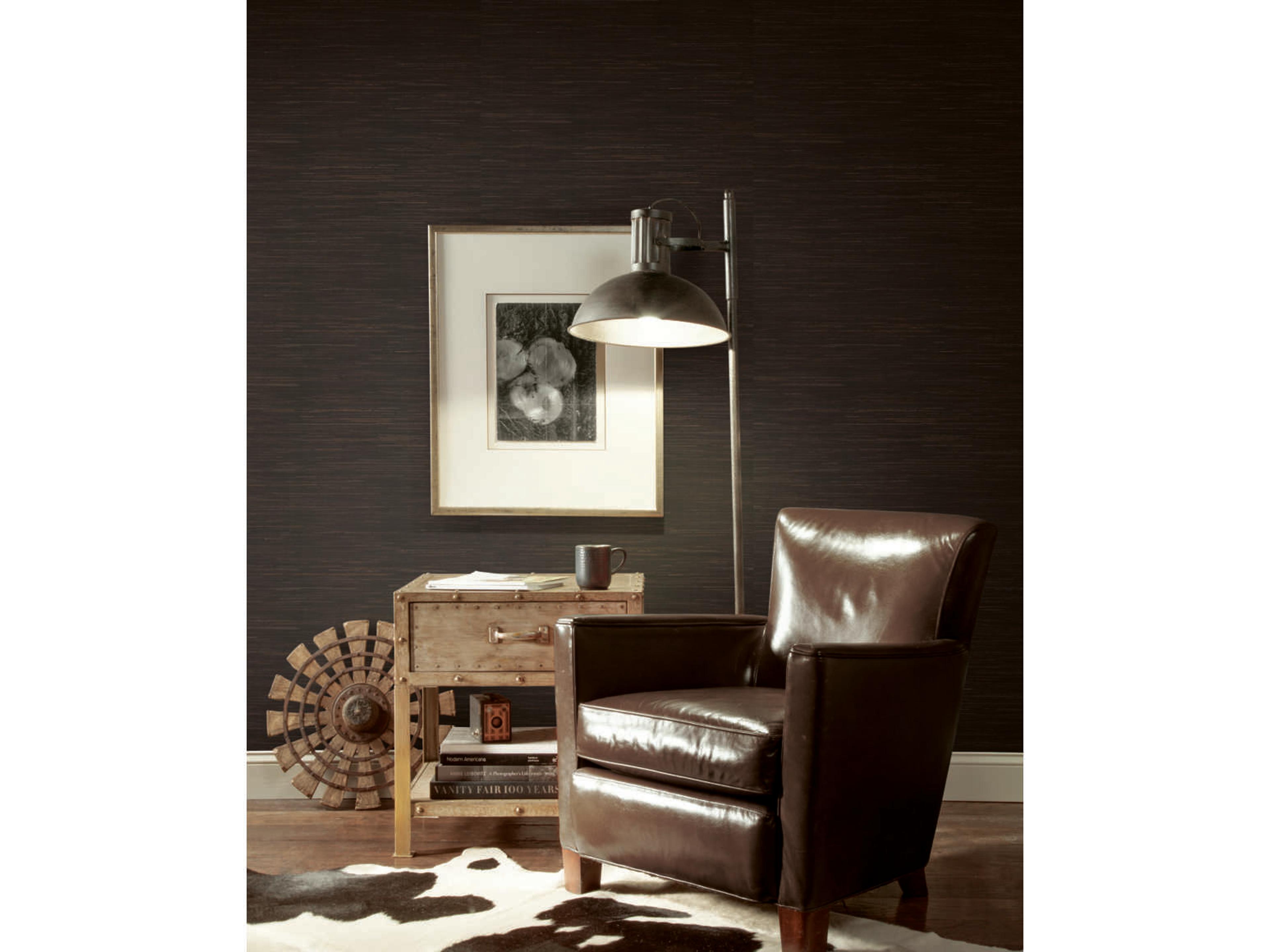 Inked Grass Grasscloth Wallpaper Black Charcoal