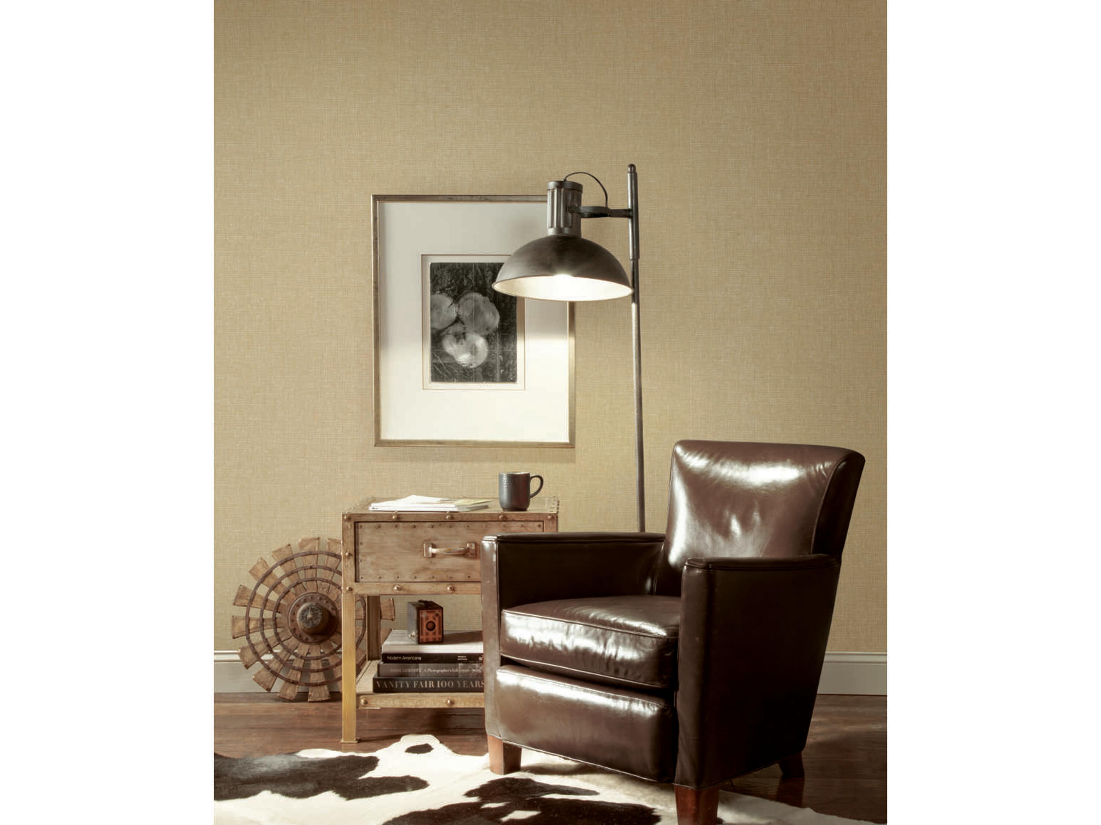 York Wallcoverings Grasscloth Resource Library Beige / Silver Woven Crosshatch Wallpaper