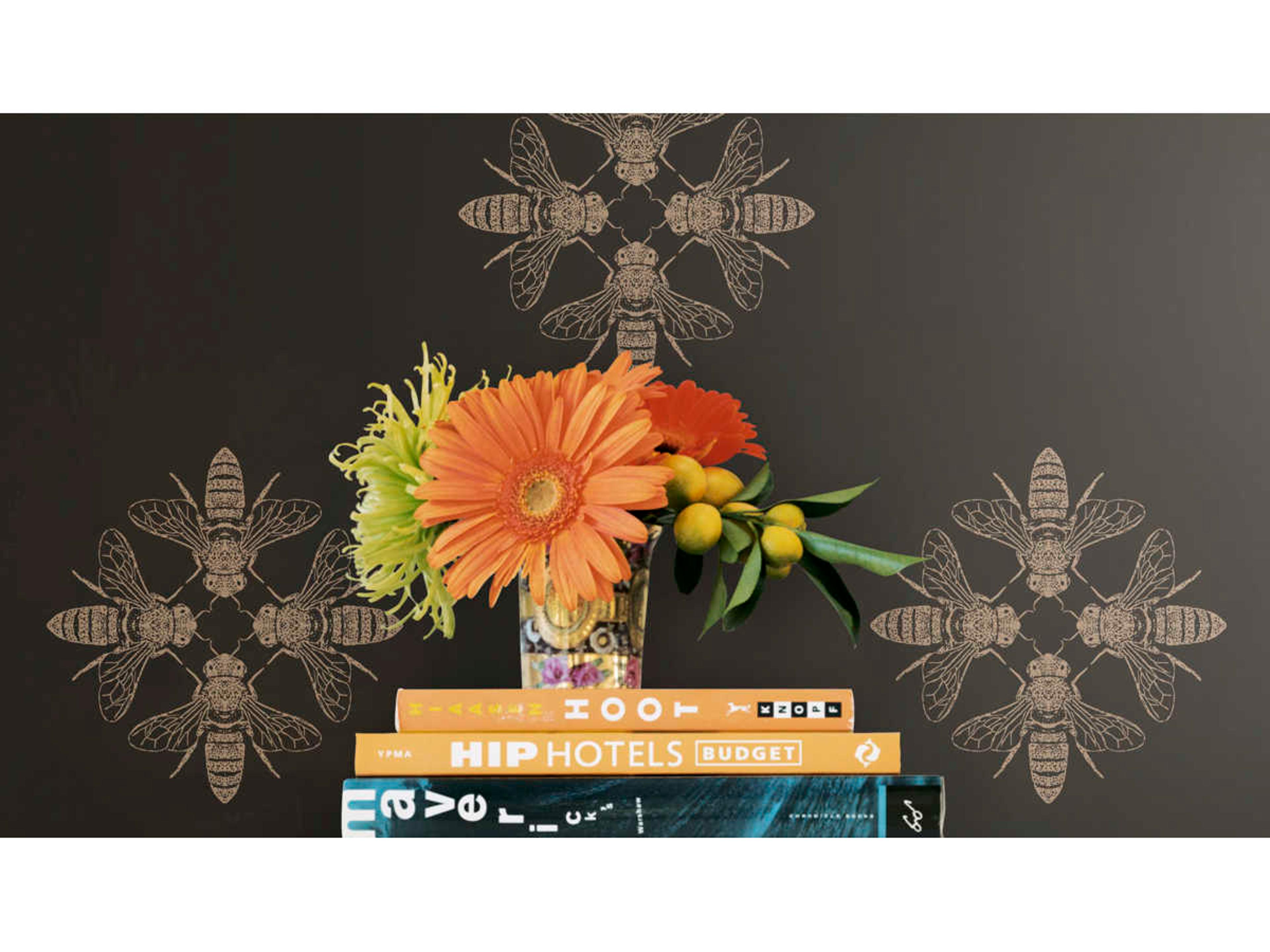 Outdoors In Gold / Black Honey Bee Wallpaper