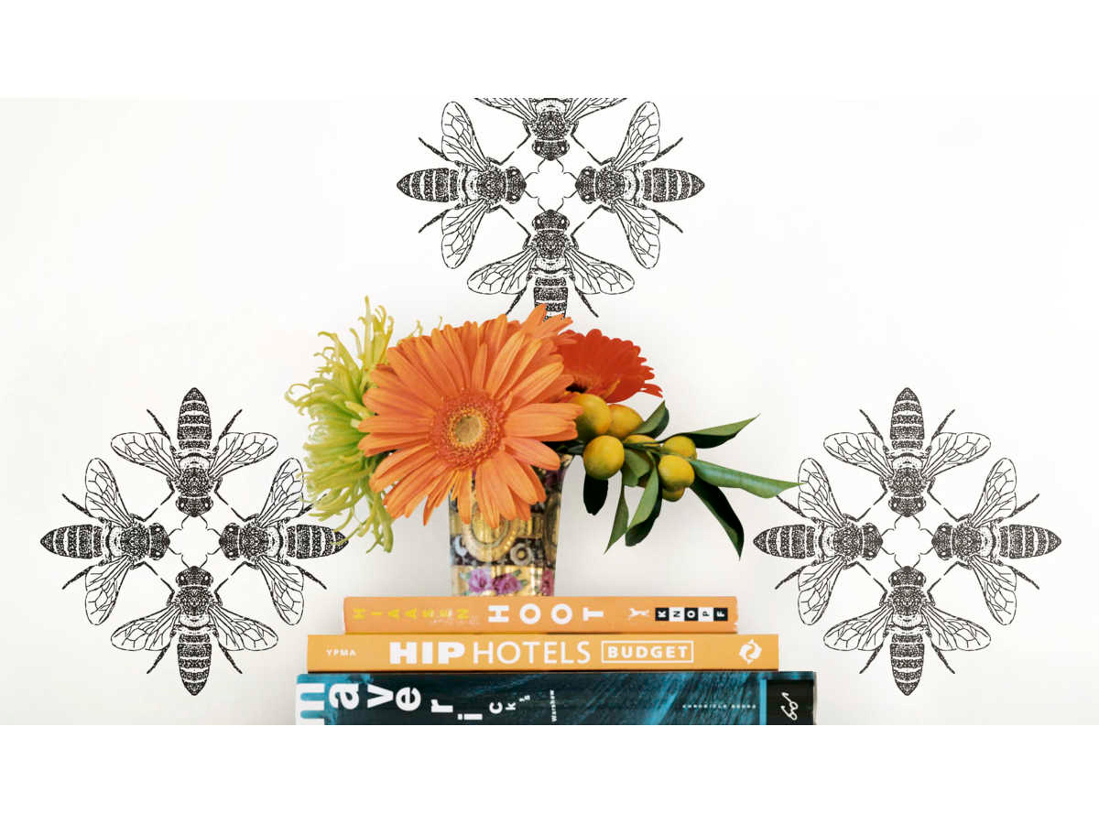 Outdoors In Black / White Honey Bee Wallpaper