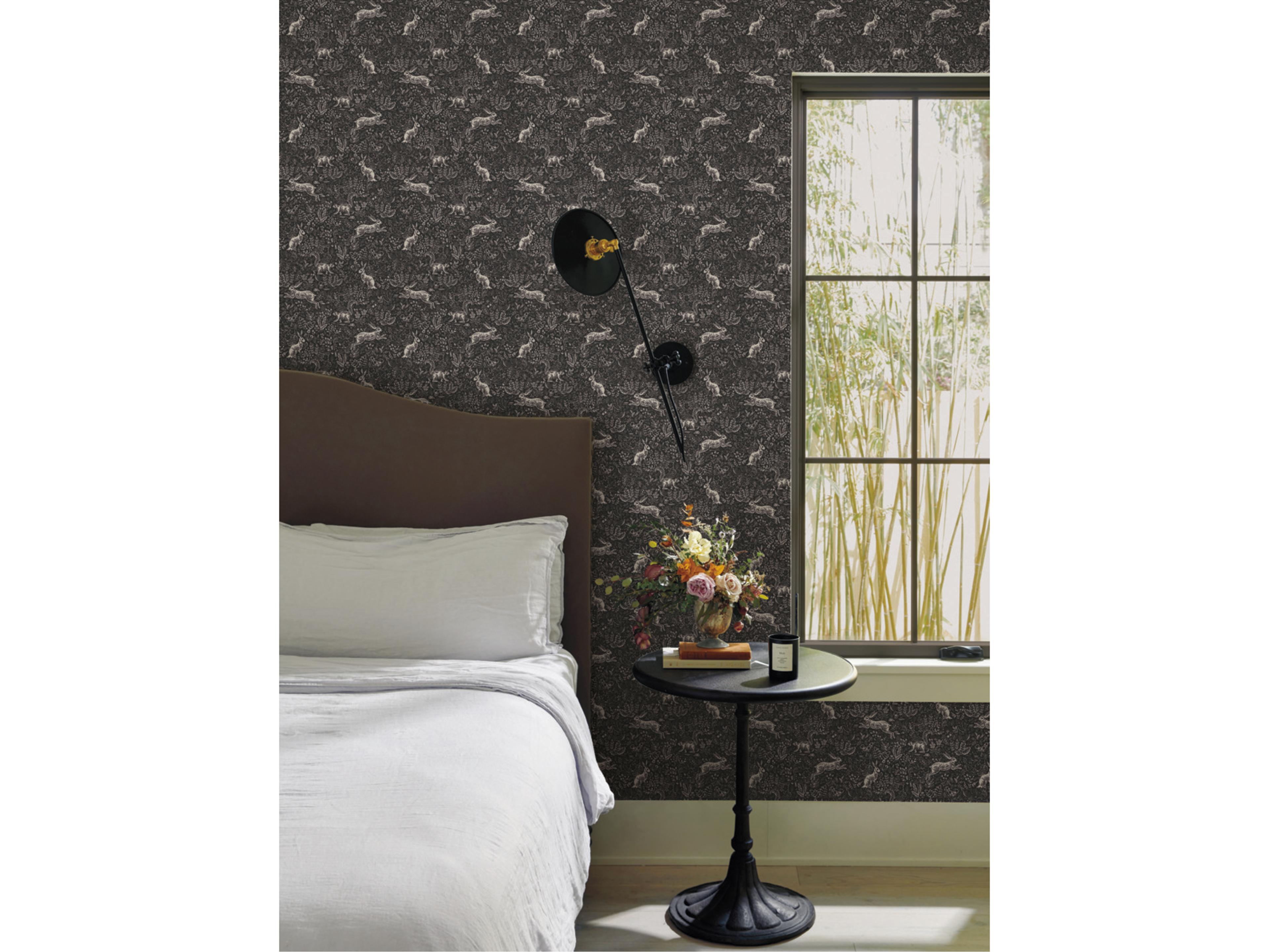York Wallcoverings Black / White Fable Wallpaper