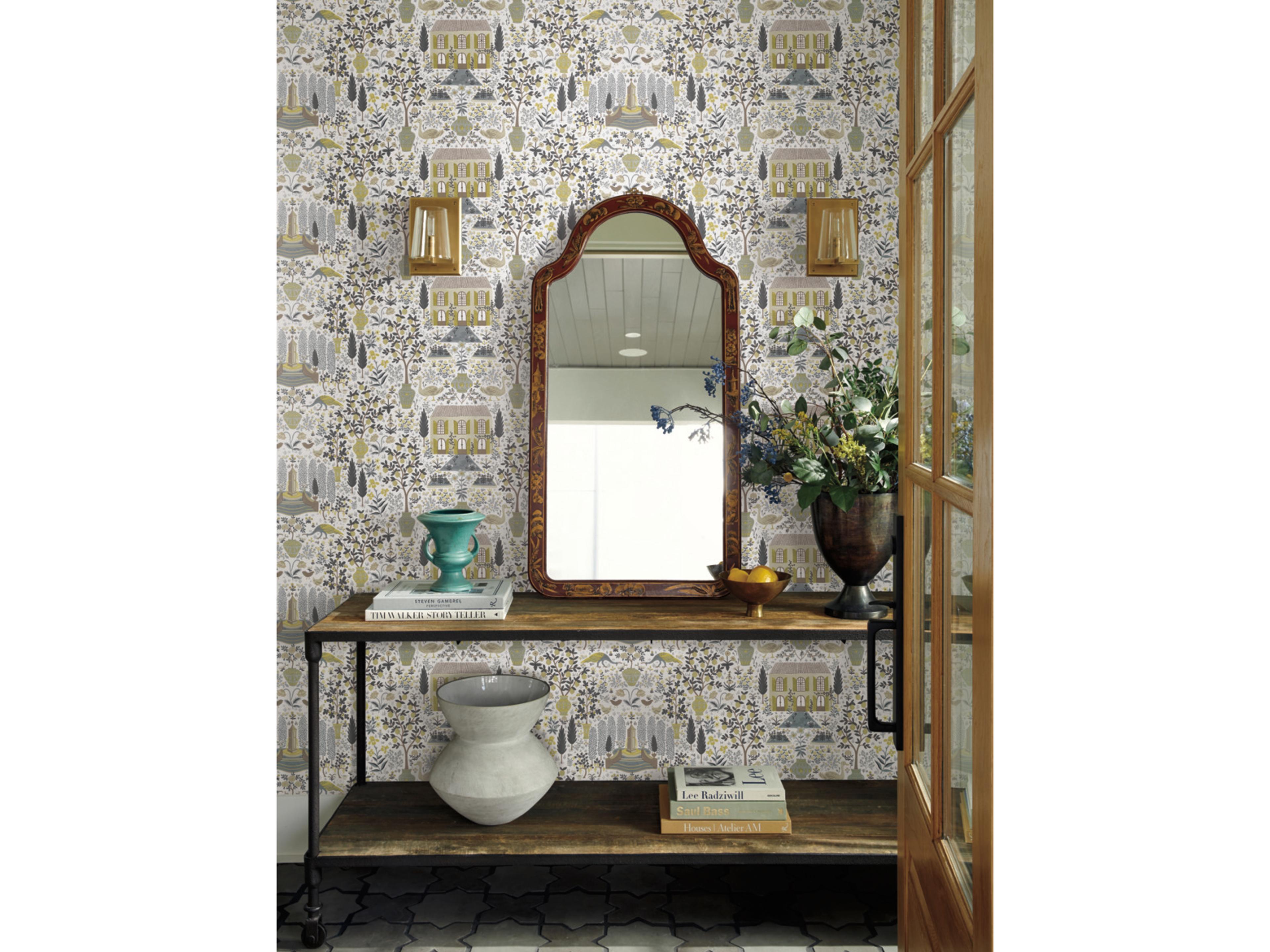 York Wallcoverings Linen / Gold Camont Wallpaper