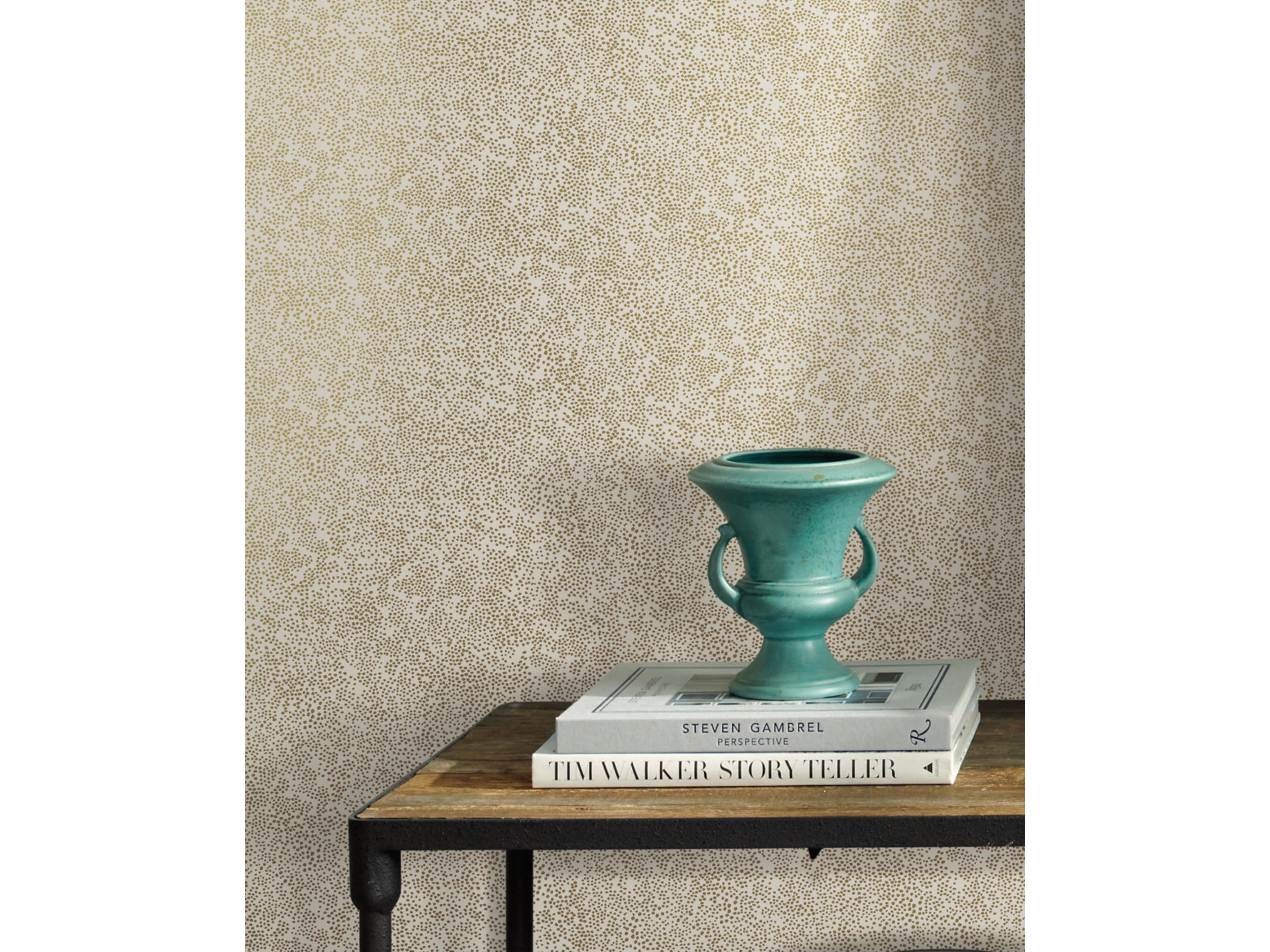 York Wallcoverings Gold / White Champagne Dots Wallpaper