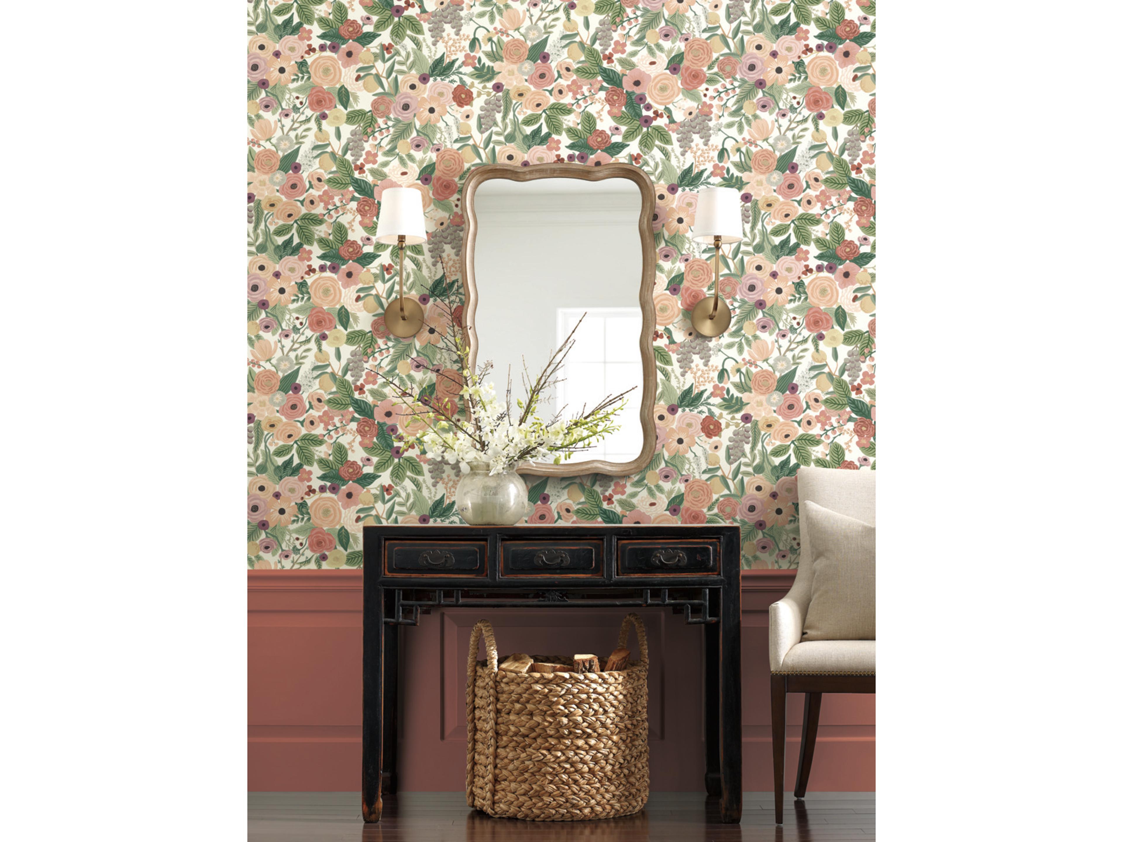 York Wallcoverings Burgundy Garden Party Wallpaper