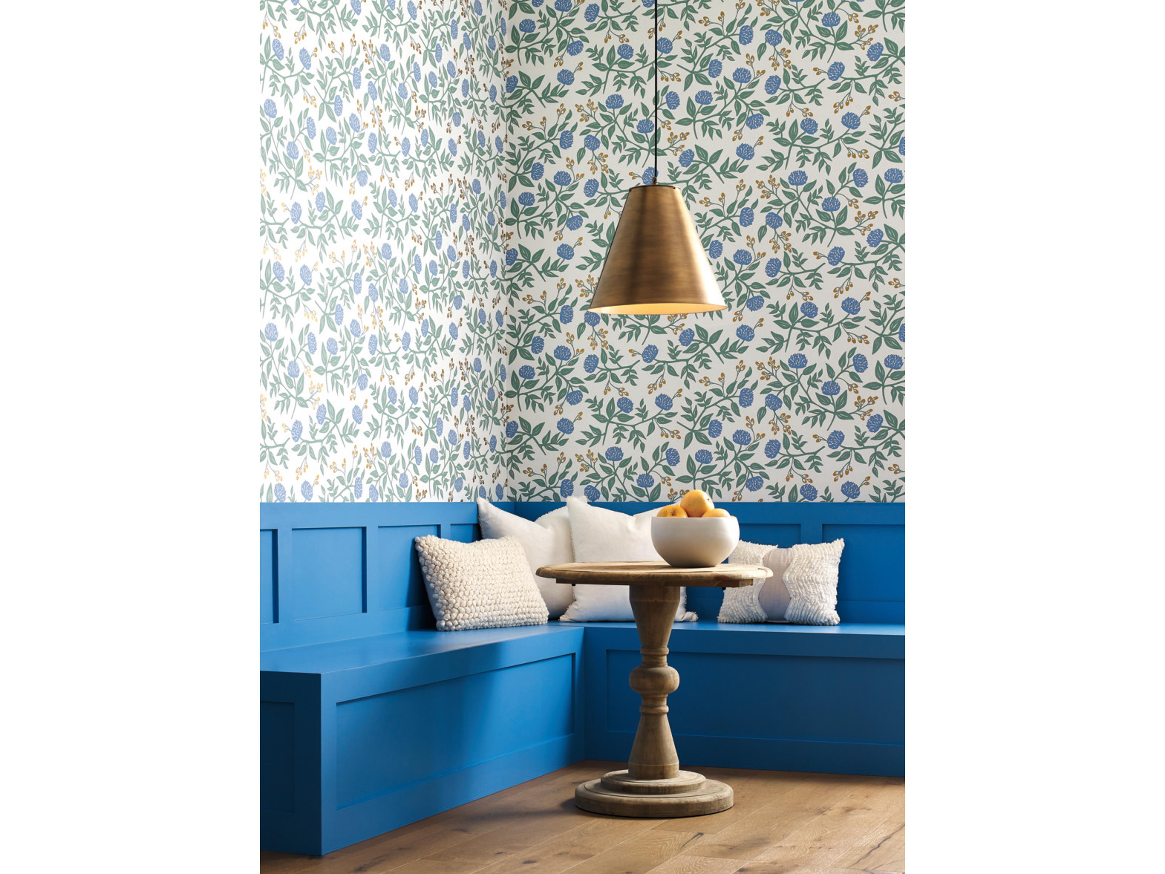 Periwinkle / Sage Peonies Wallpaper