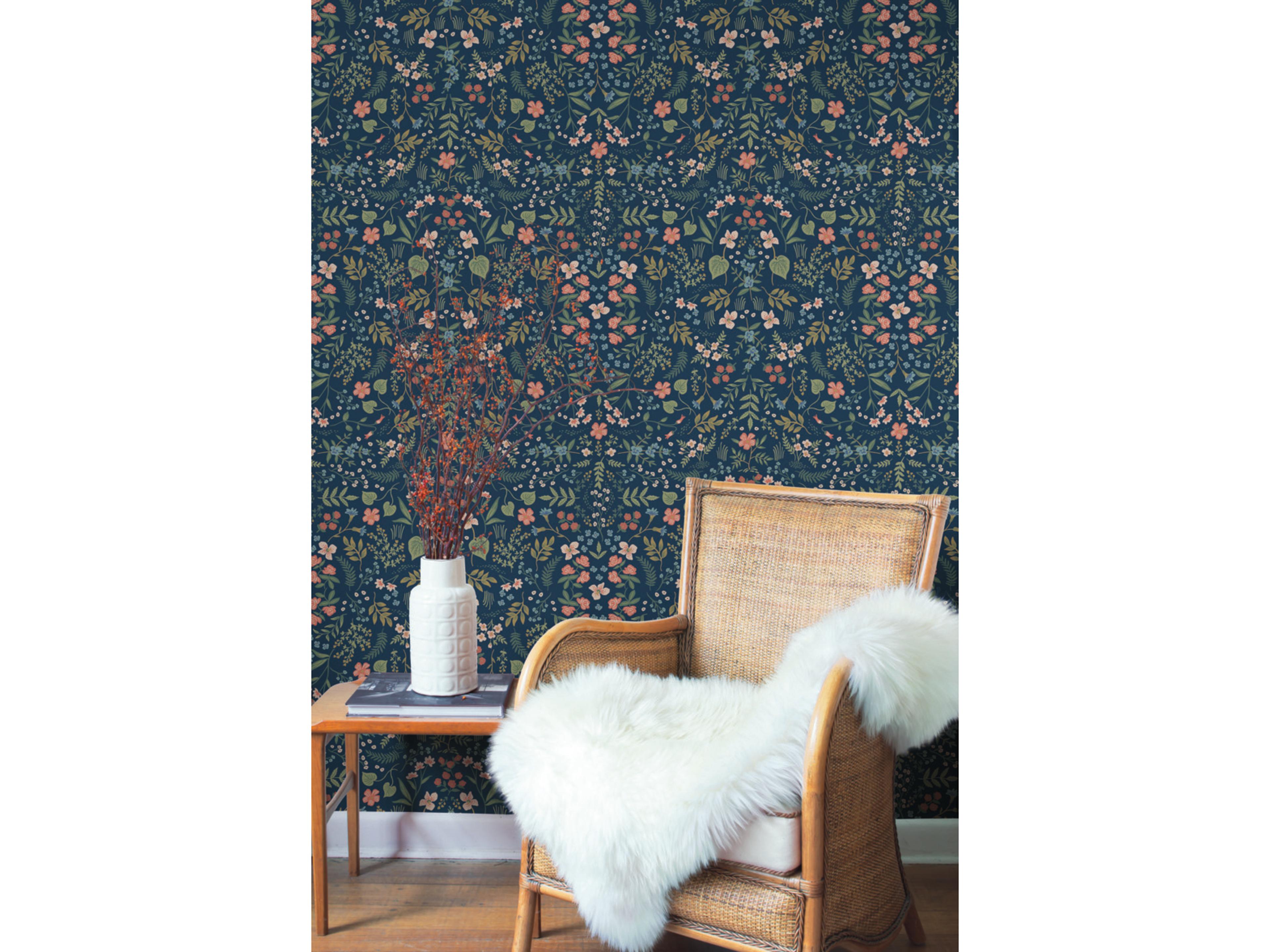 Navy Wildwood Wallpaper