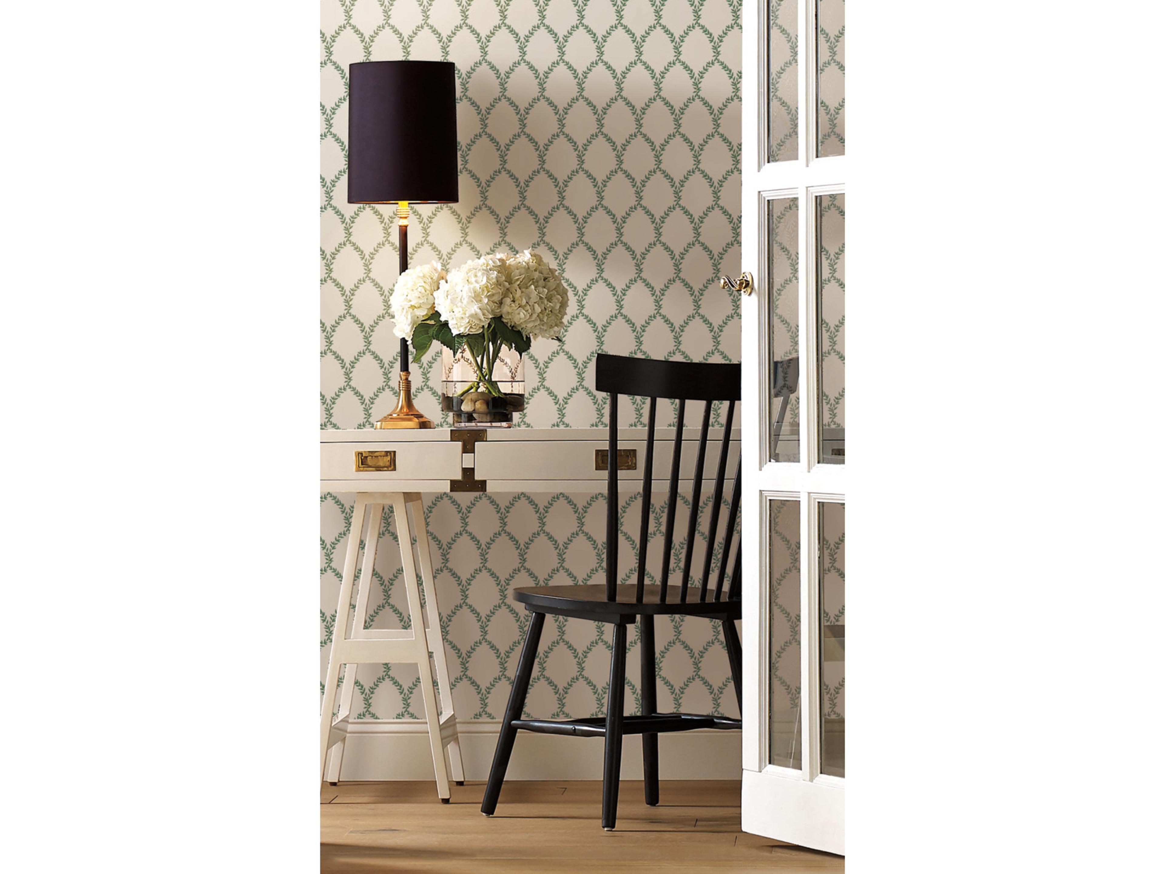 Green / White Laurel Wallpaper