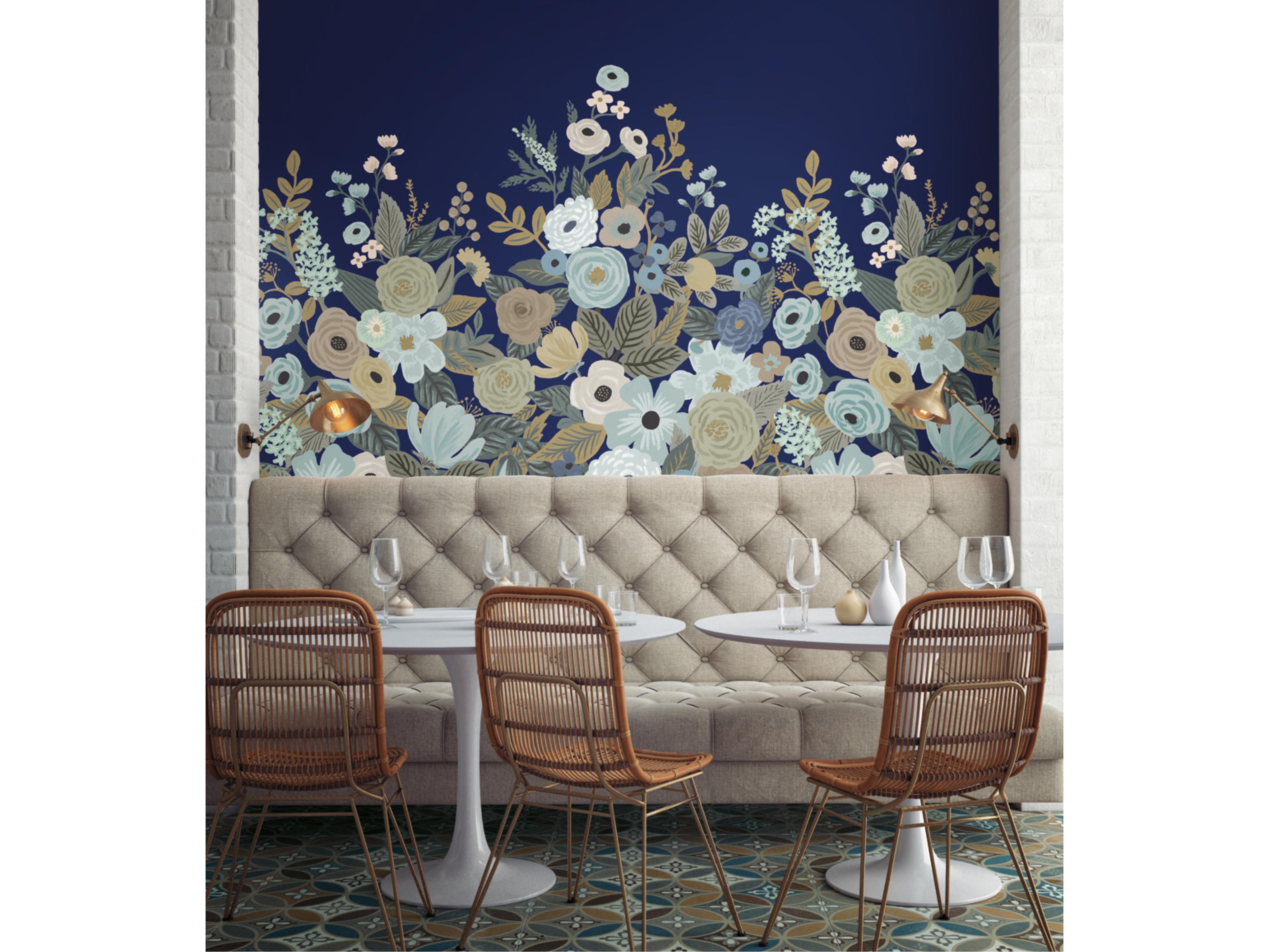 Navy Garden Party Wallpaper Mural