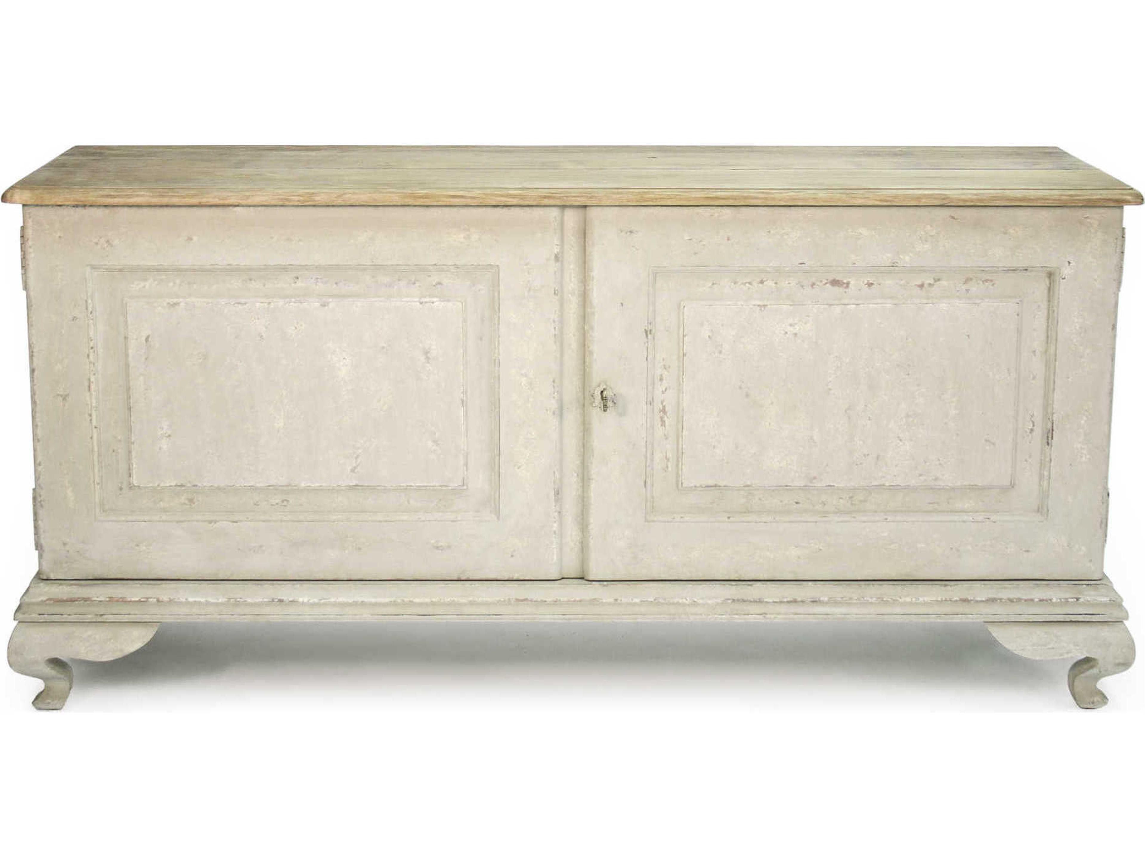 63" Elm Wood Natural Distressed Taupe Sideboard