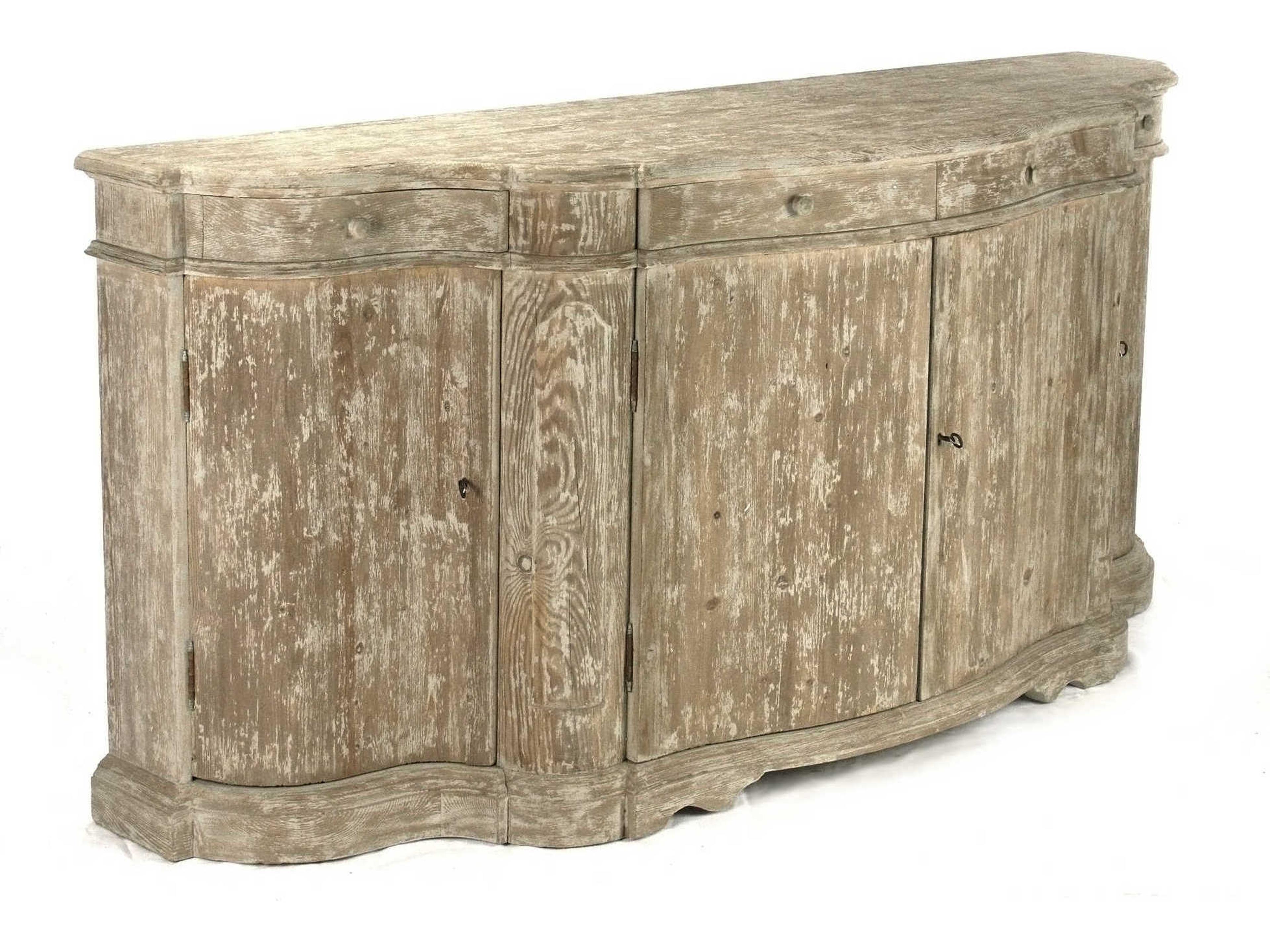 79" Pine Wood Distressed Sideboard
