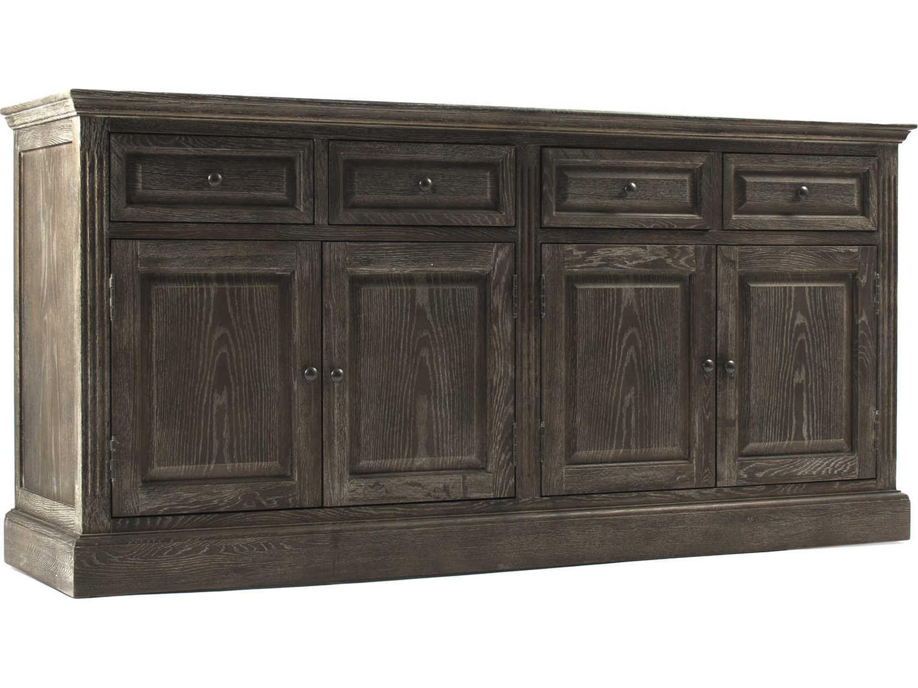 68" Oak Wood Limed Charcoal Sideboard