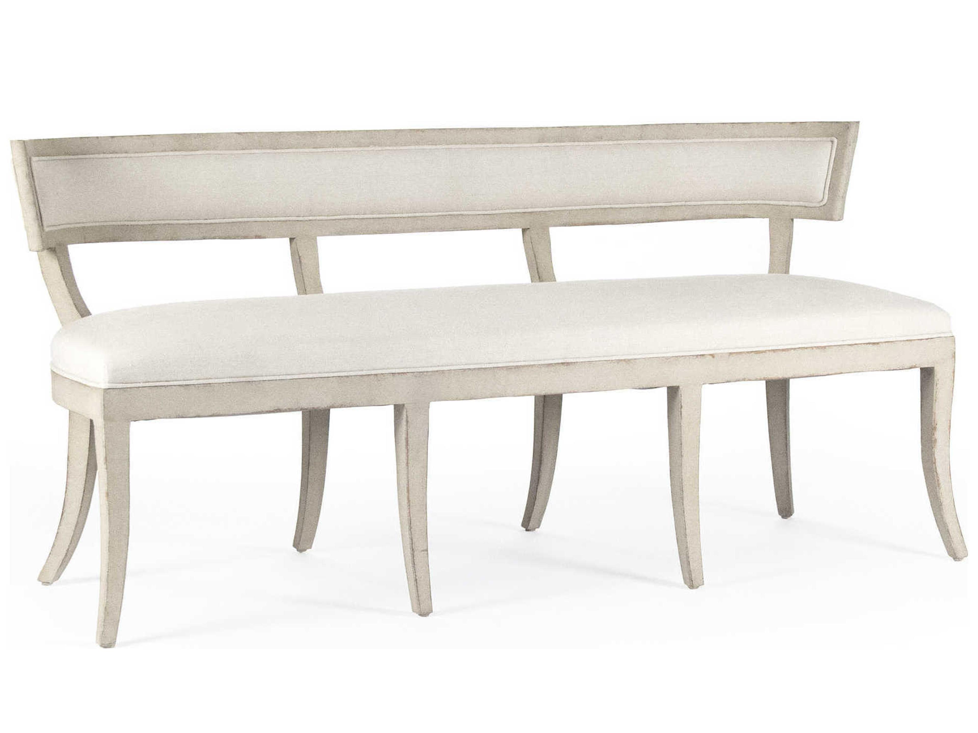 Cream Linen Upholstered Accent Bench
