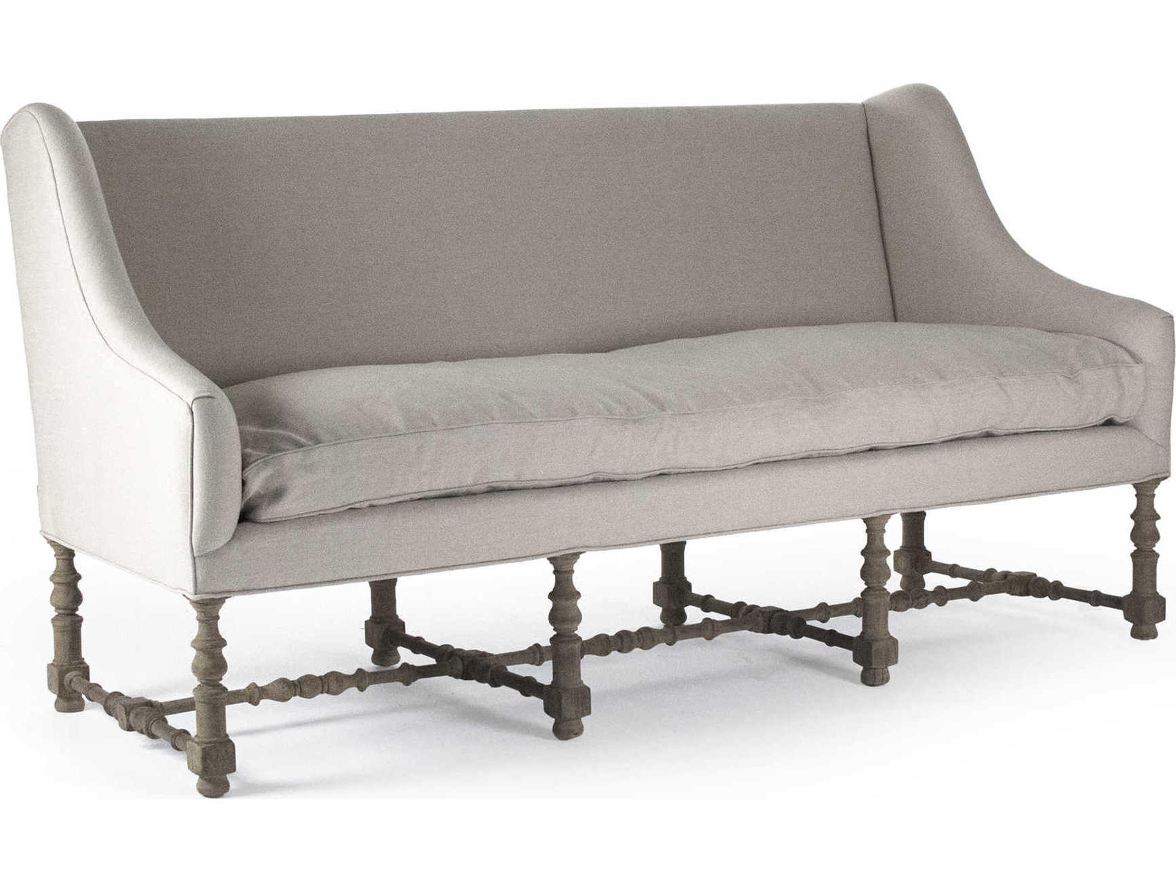 Linen Gray Upholstered Accent Bench