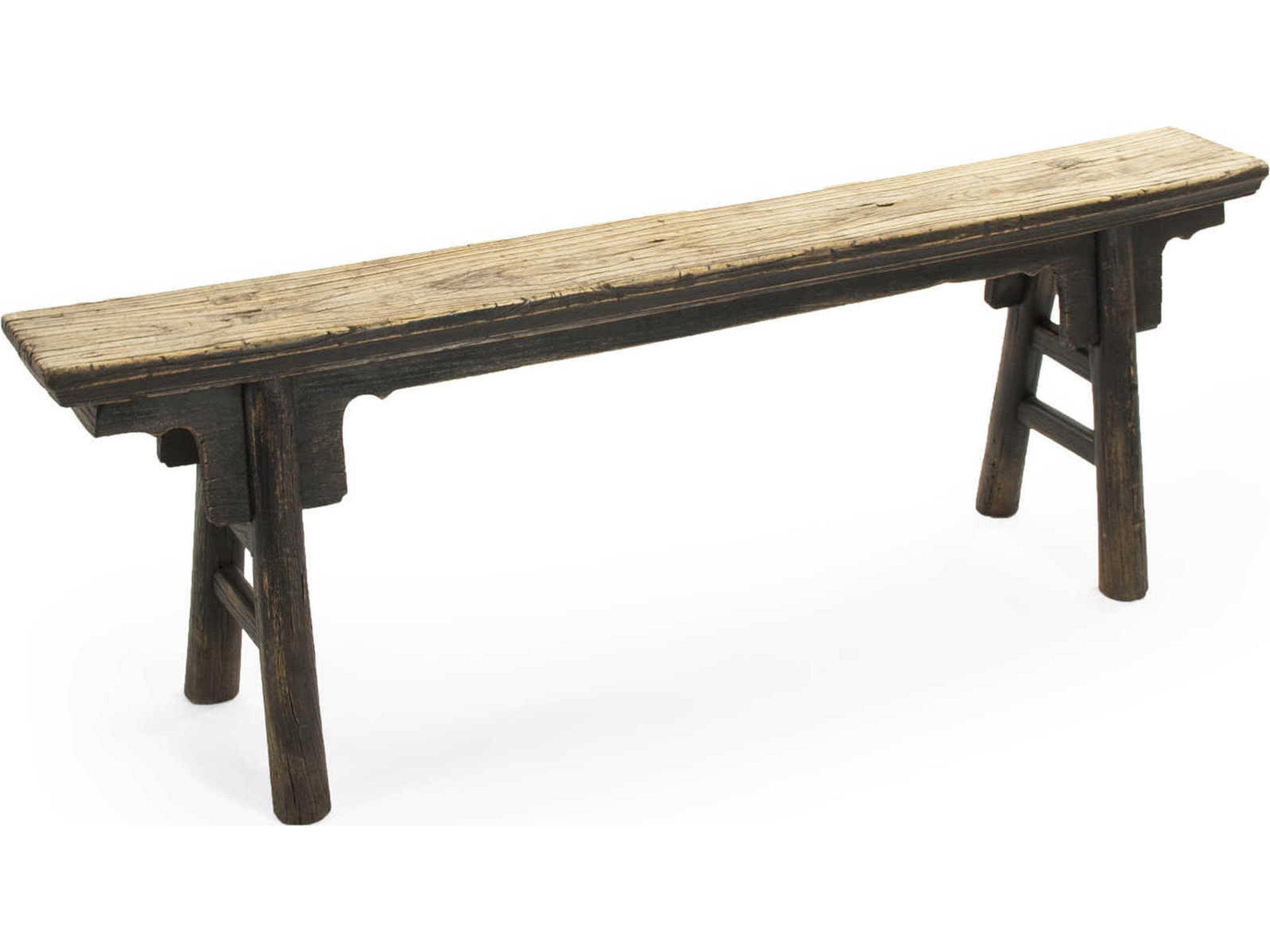 Distressed Black Accent Bench