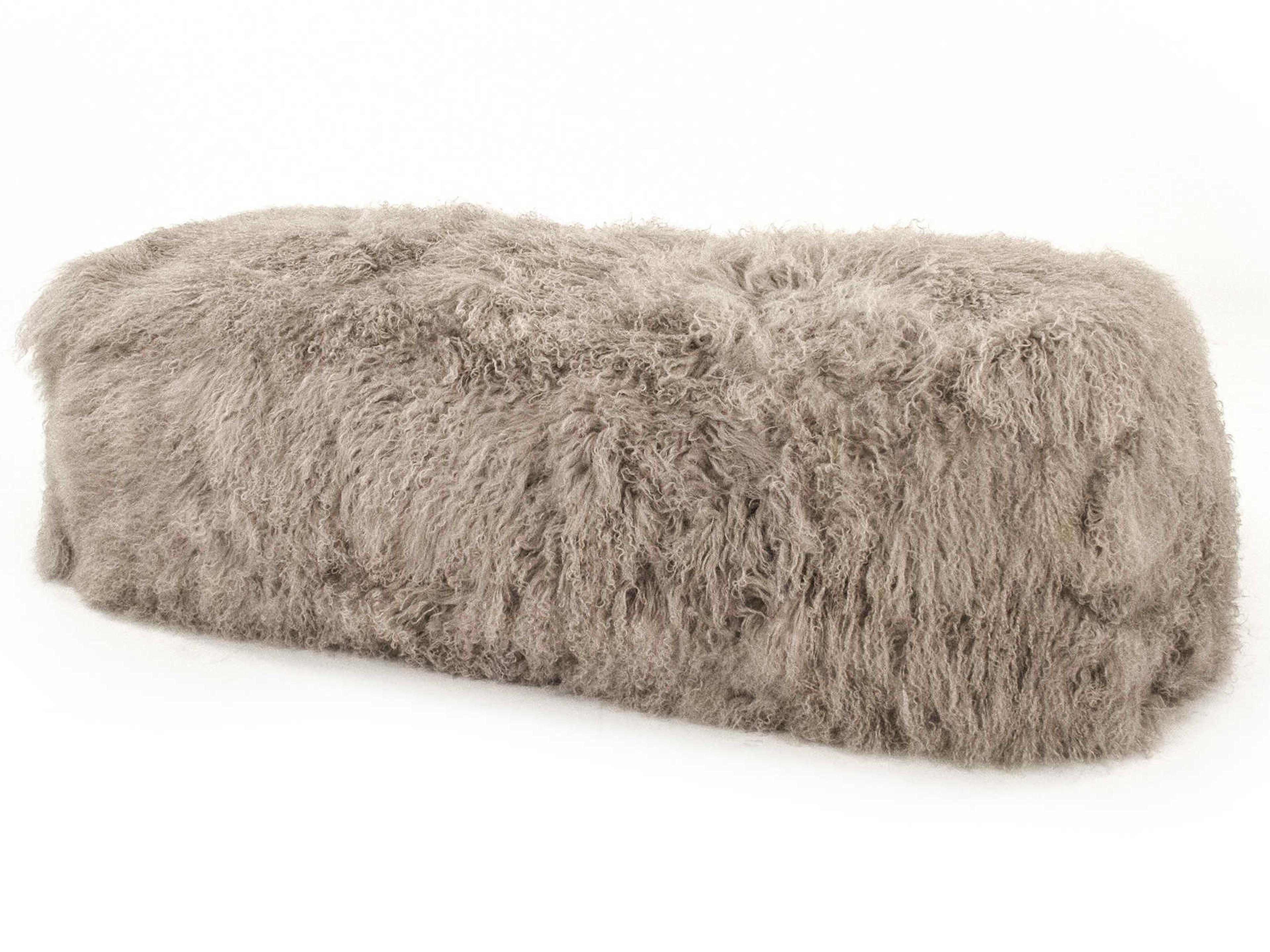 Tibetan Gray Fur Accent Bench