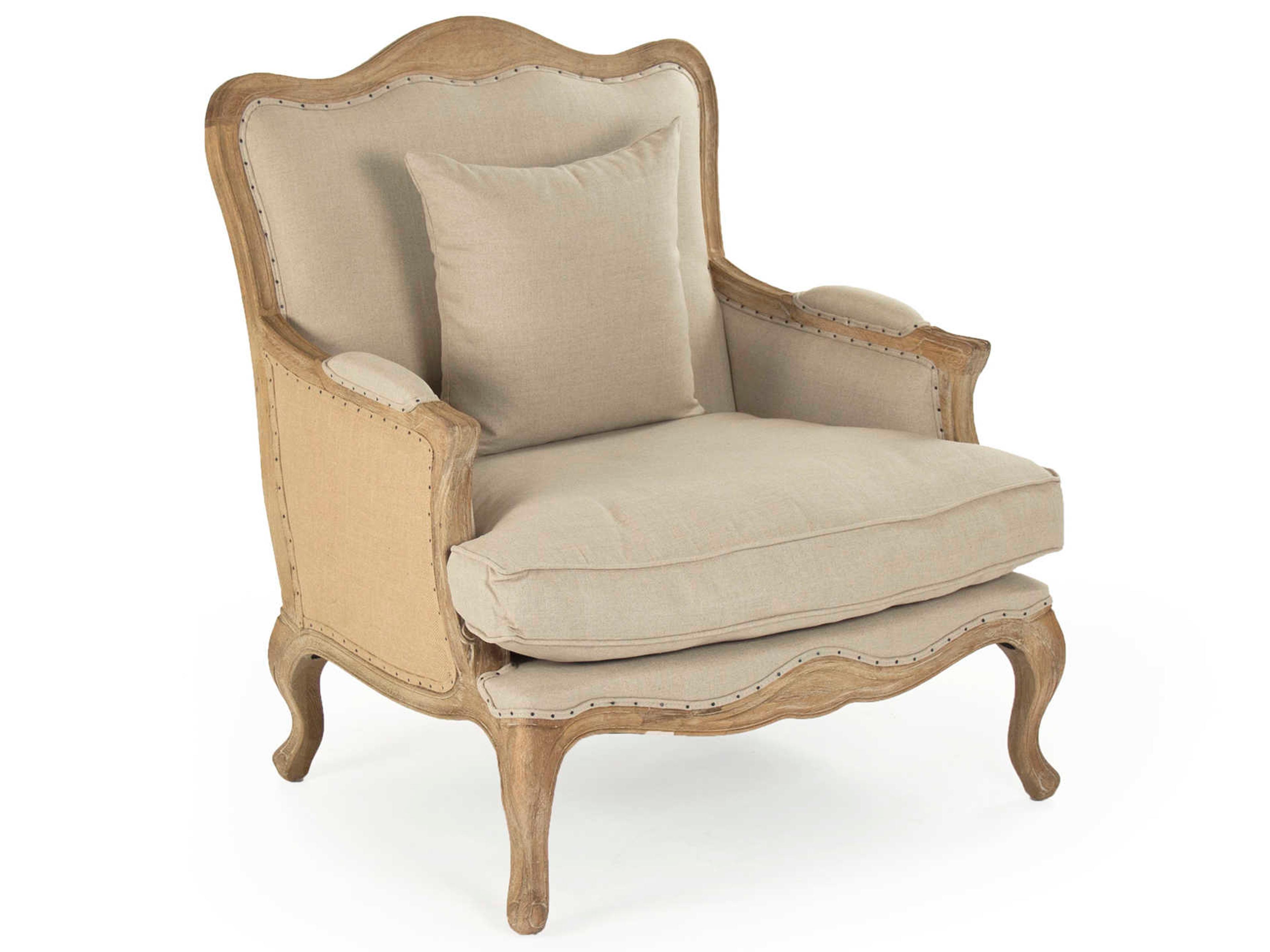 Beige Fabric Accent Chair