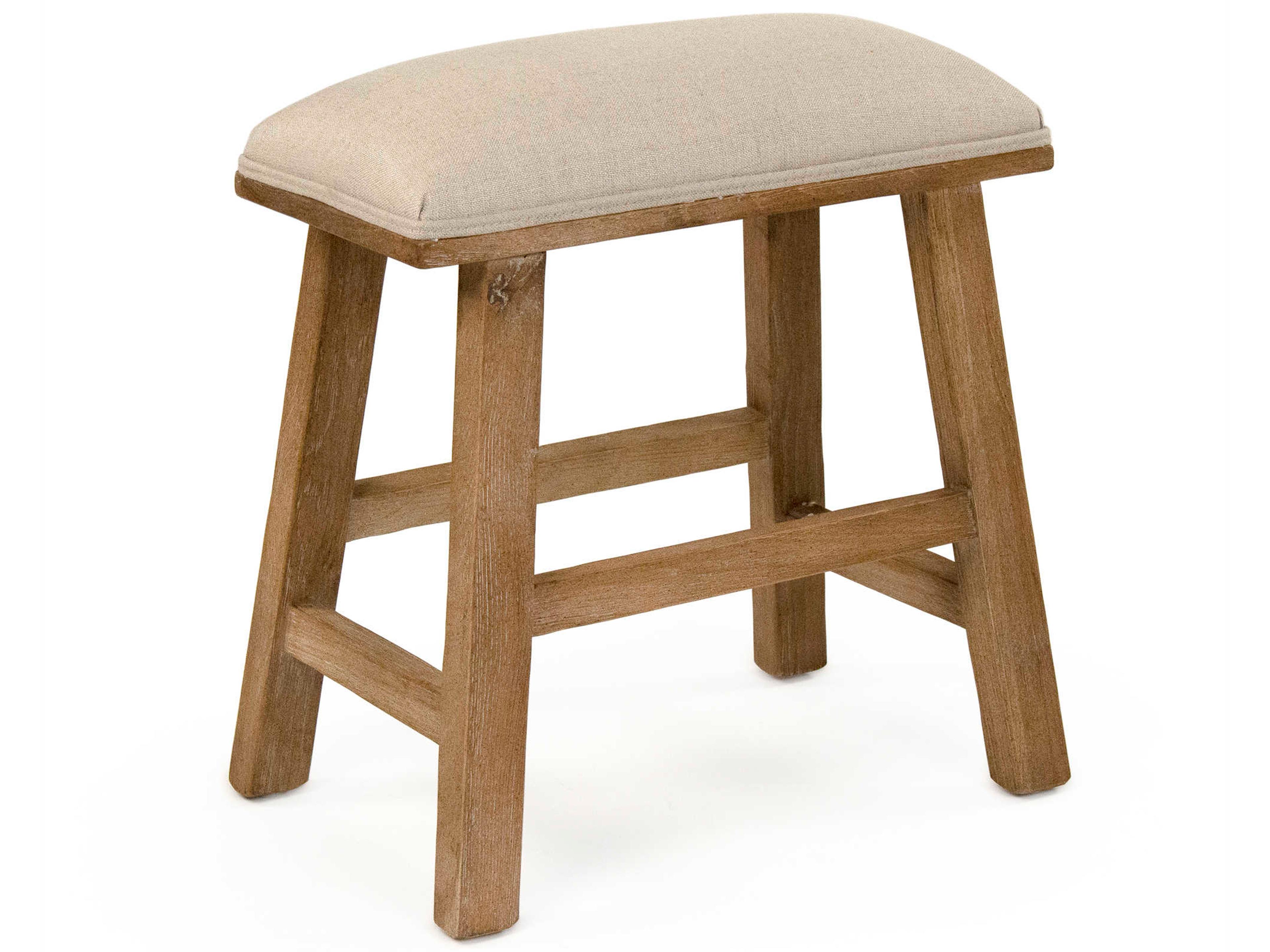 Zentique Natural Linen Cream Upholstered Accent Stool