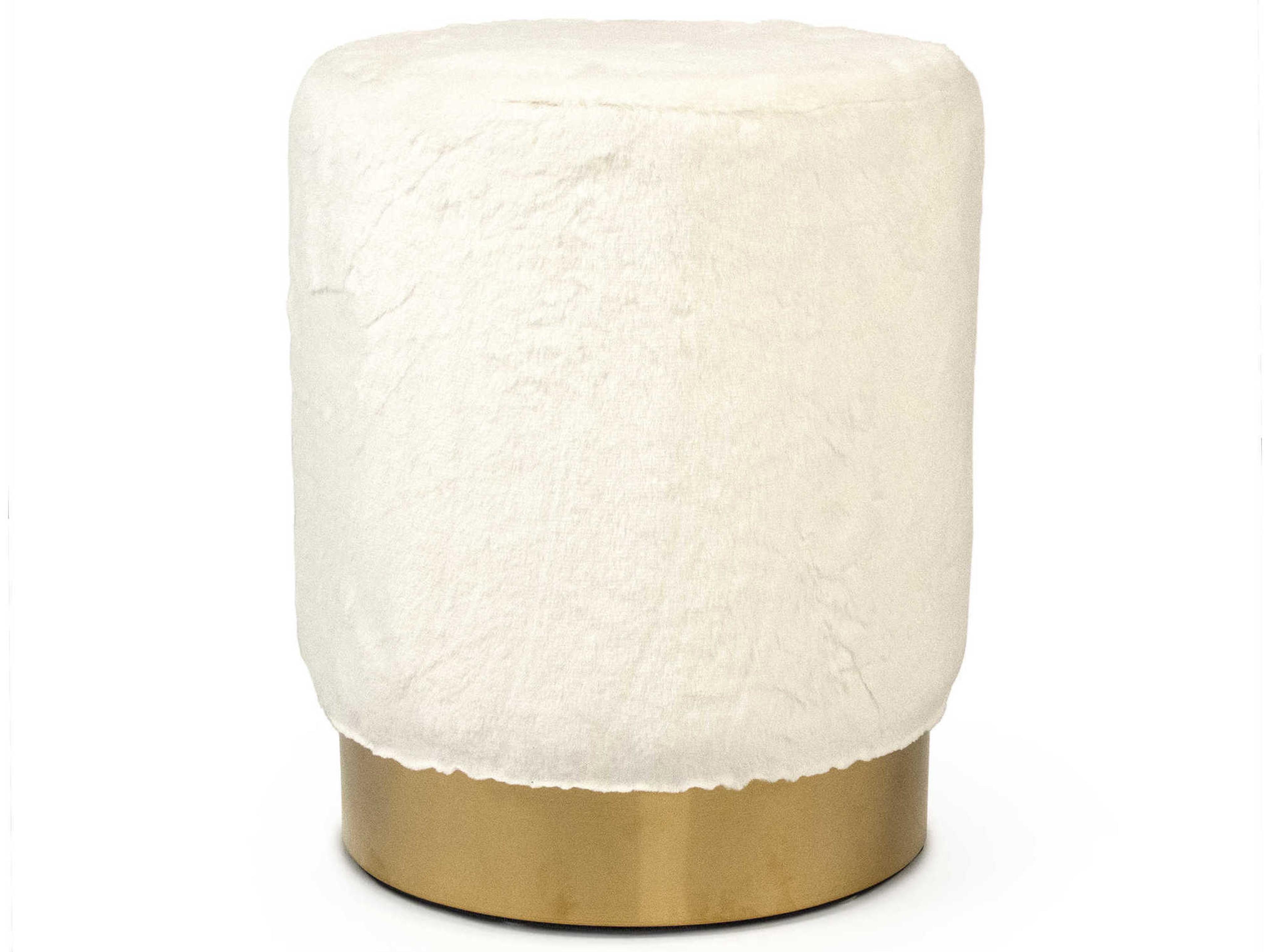 Zentique White Faux Upholstered Accent Stool