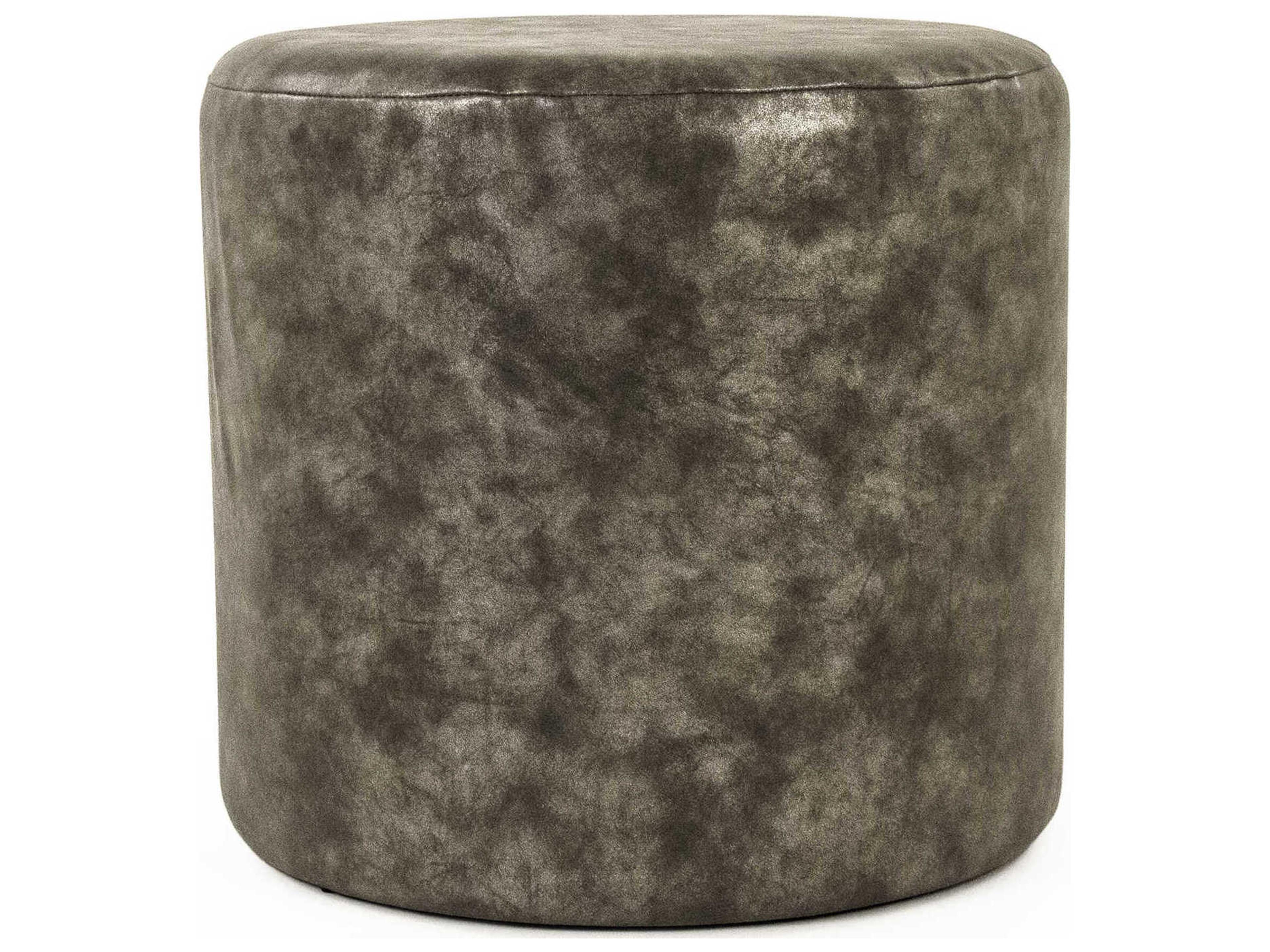 Zentique Distressed Grey Faux Leather Accent Stool