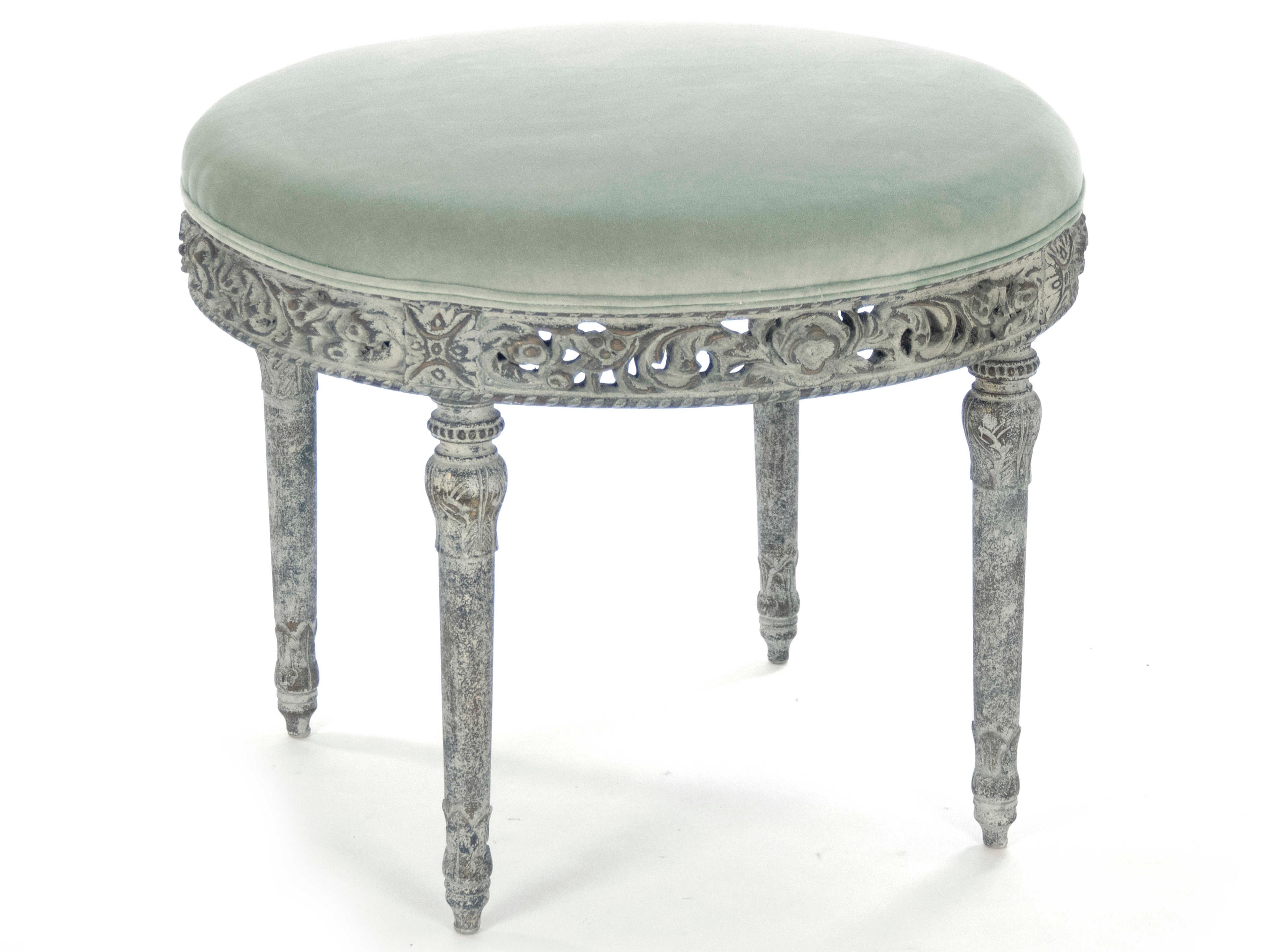 Green Upholstered Accent Stool