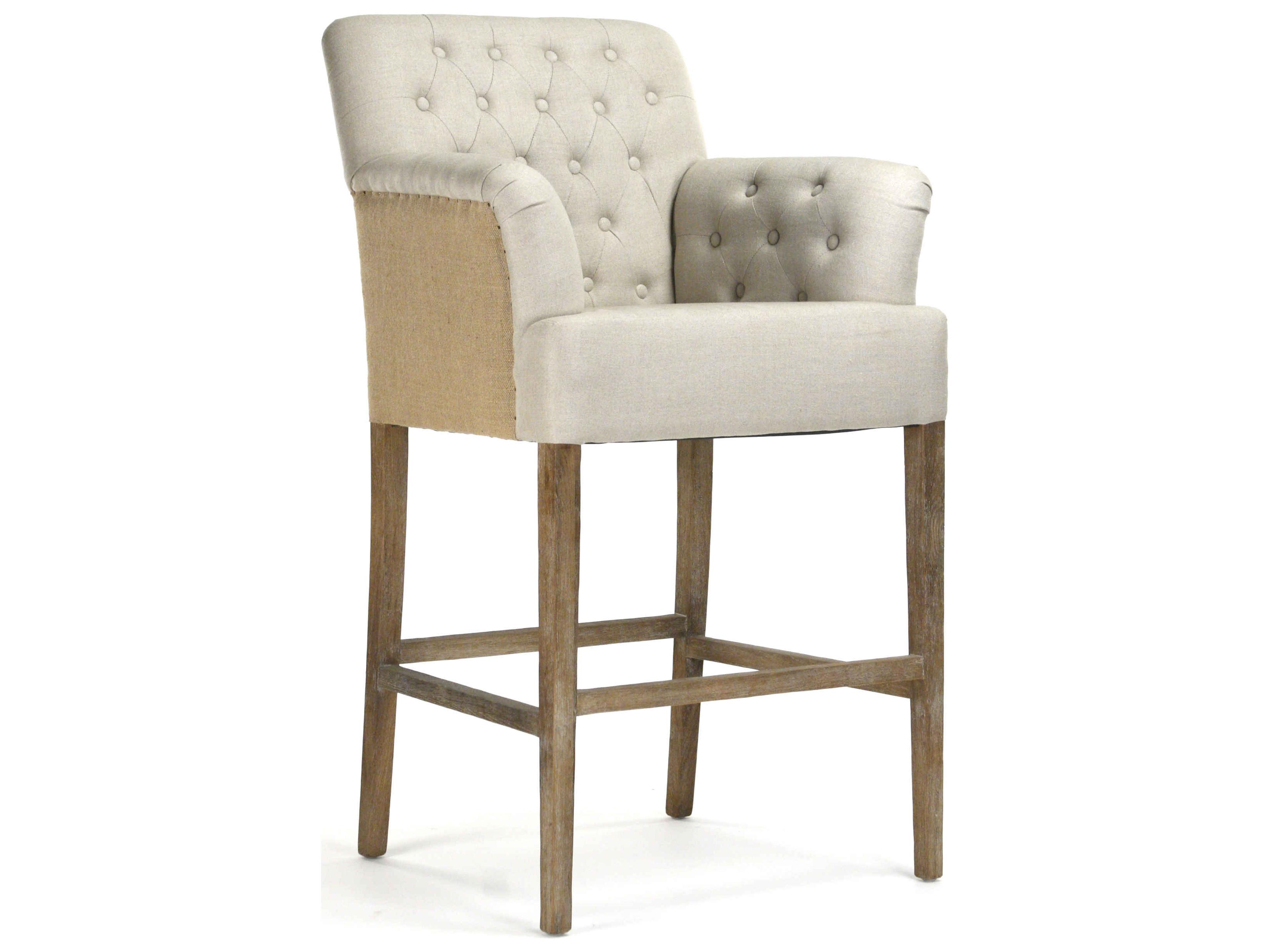 Barrois Upholstered Oak Wood Bar Stool