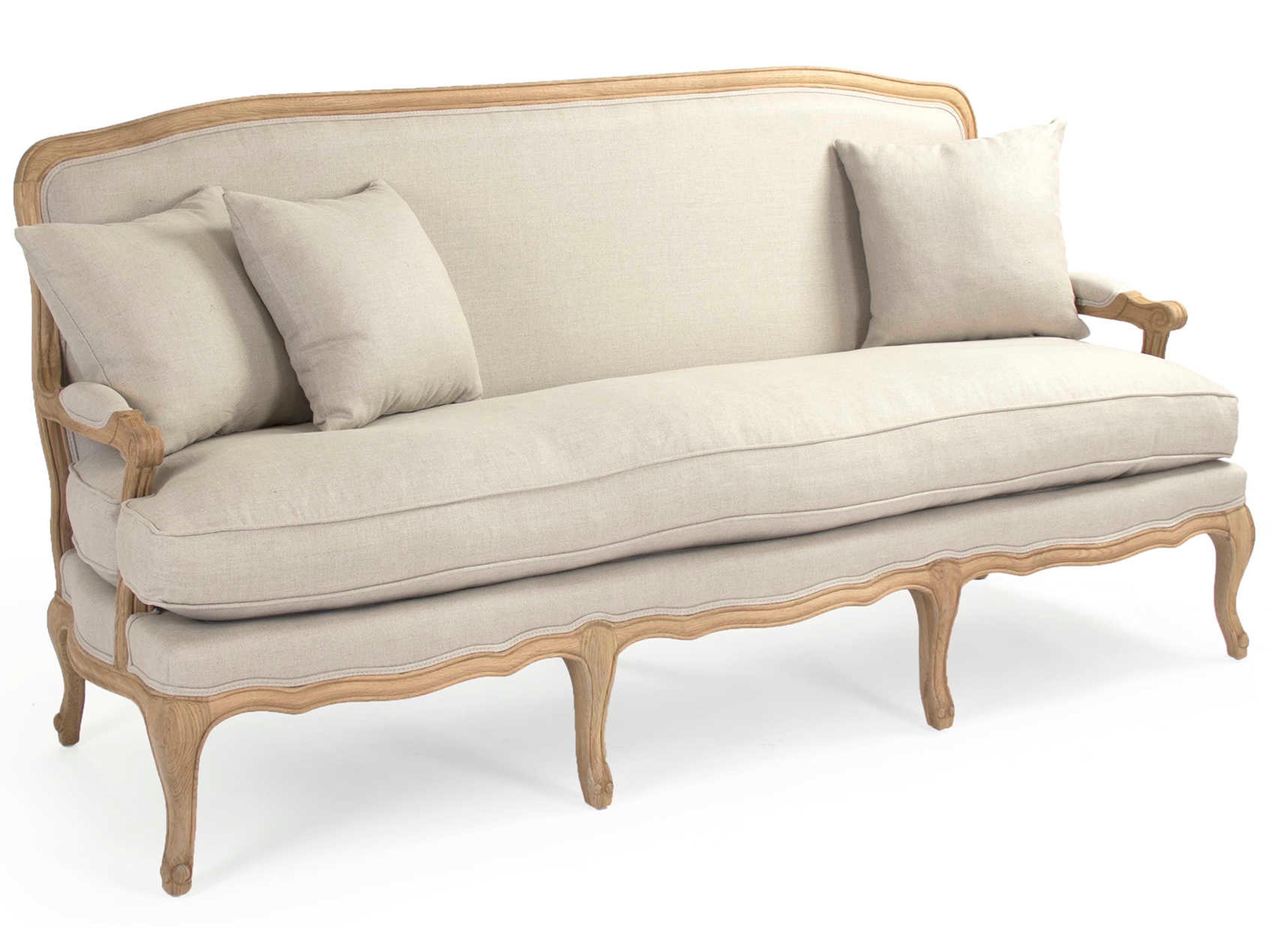 Bastille Natural Linen White Upholstered Loveseat