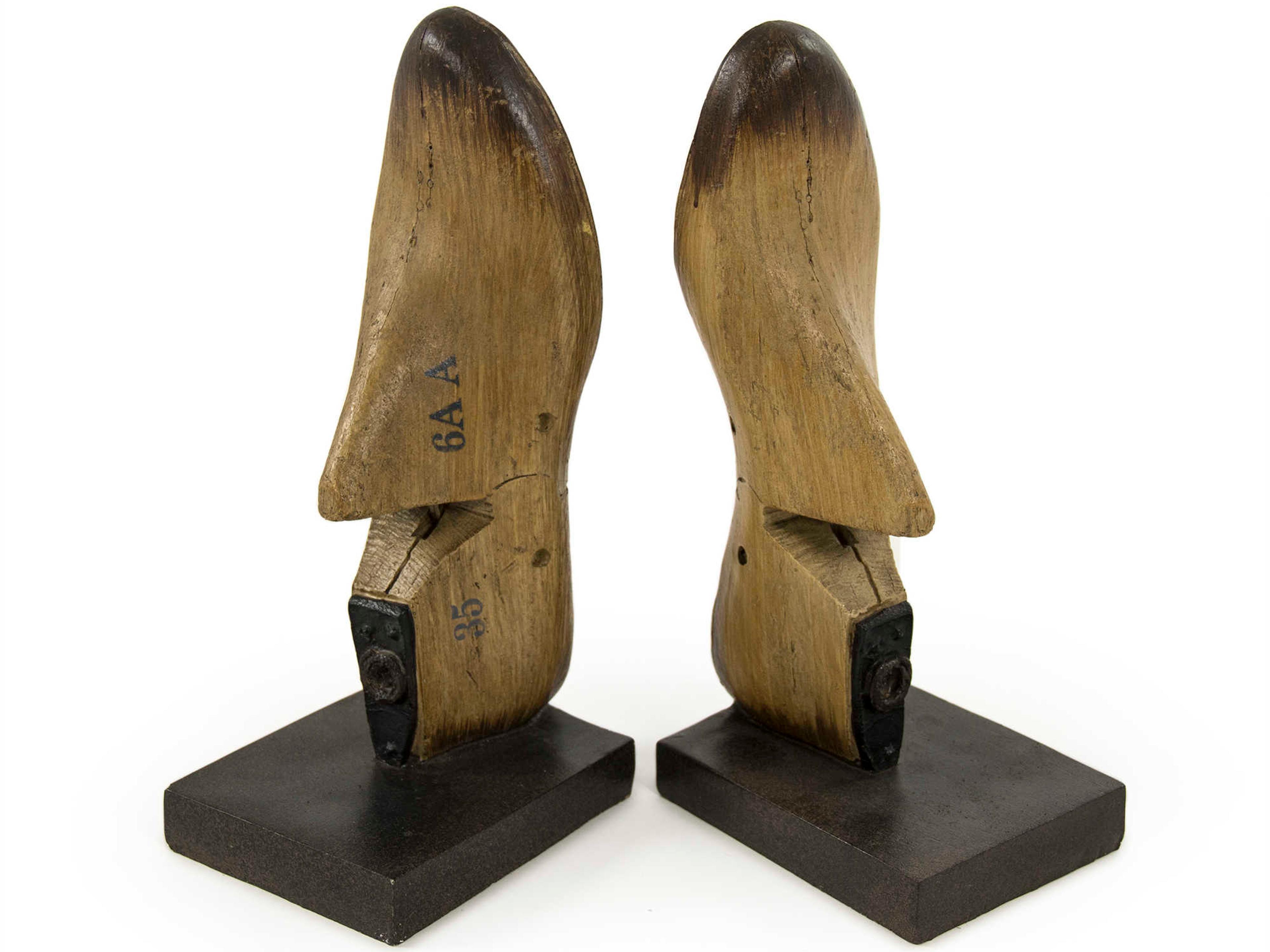 Tan / Black Dark Brown Resin Shoe Bookends