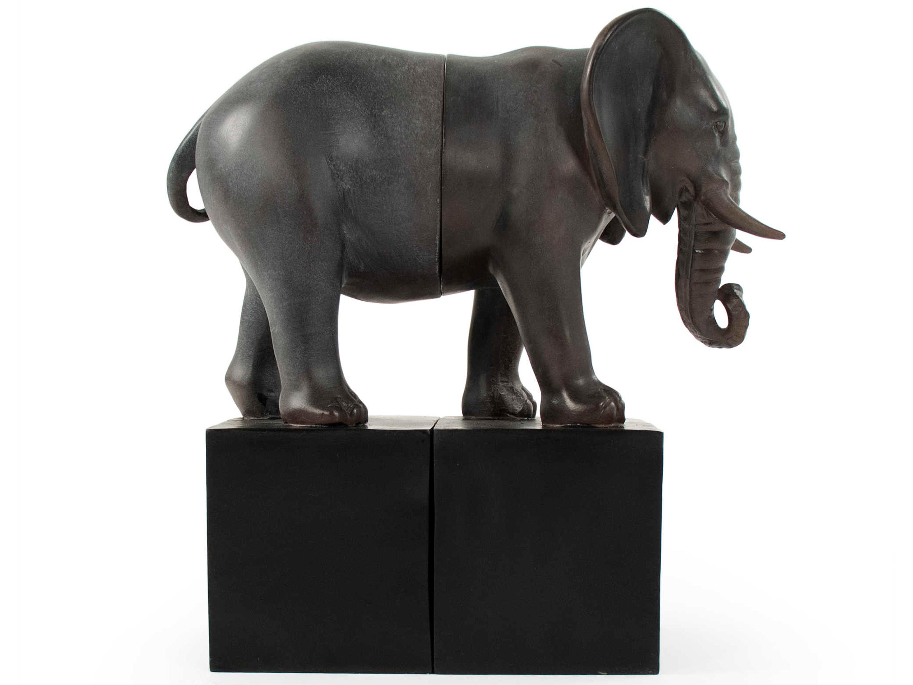 Black Resin Elephant Bookend