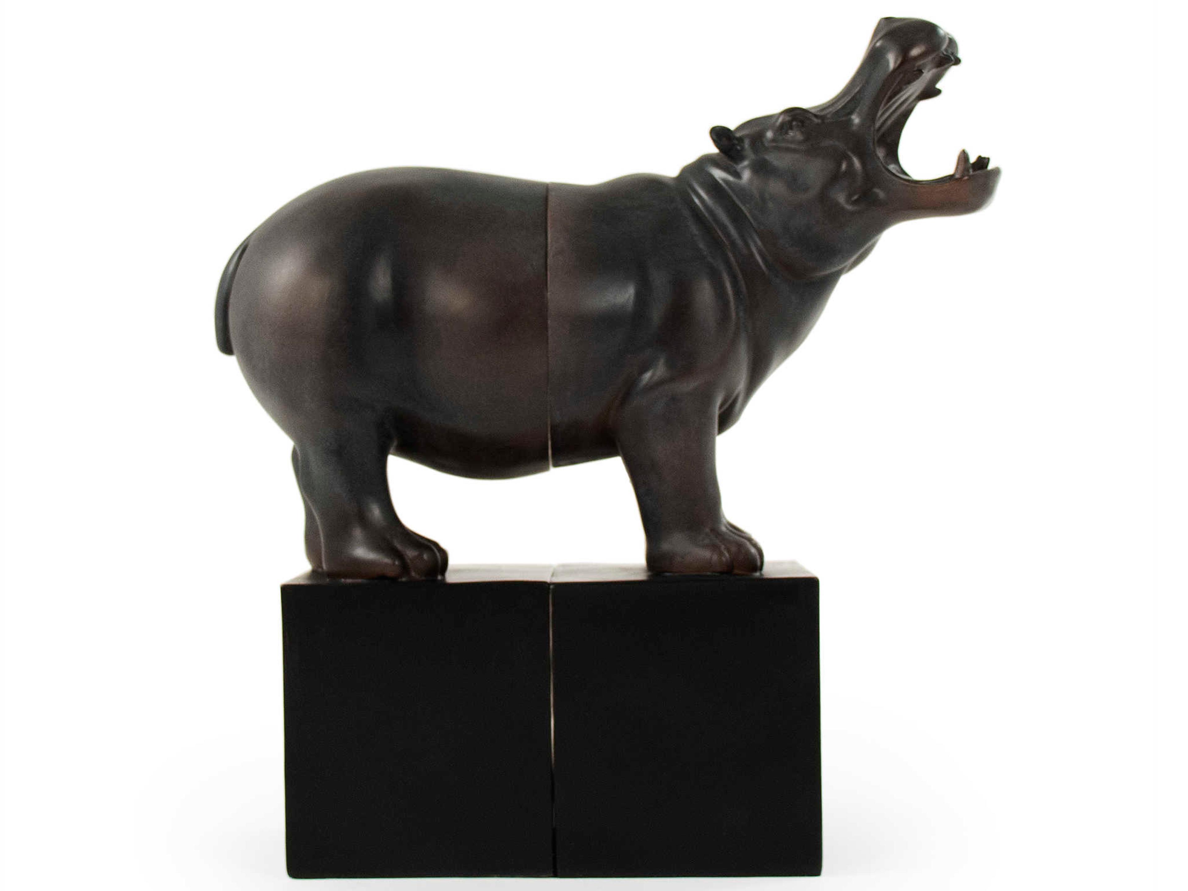 Zentique Black Resin Hippopotomus Bookend
