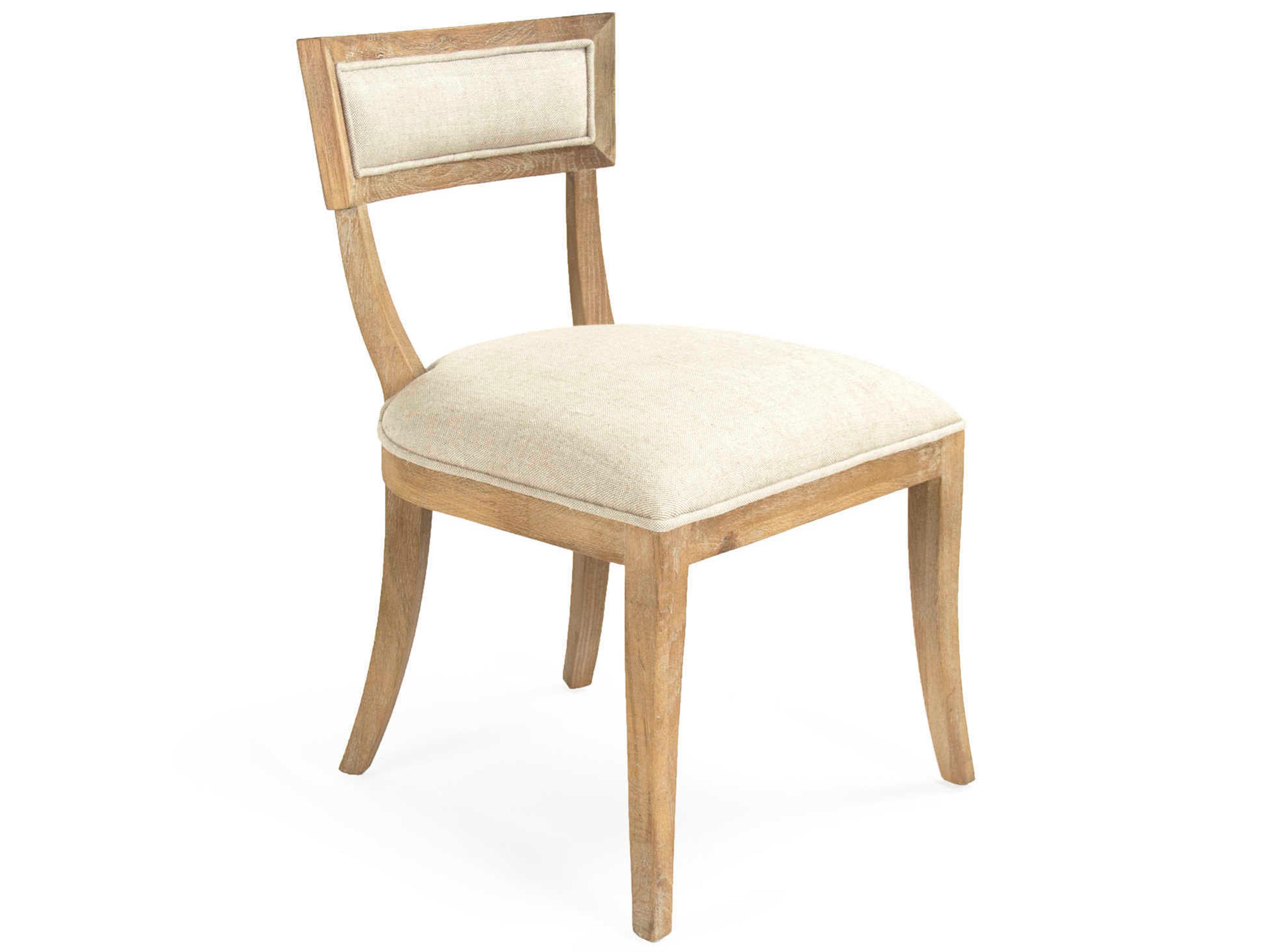 Carvell Oak Wood White Upholstered Side Dining Chair