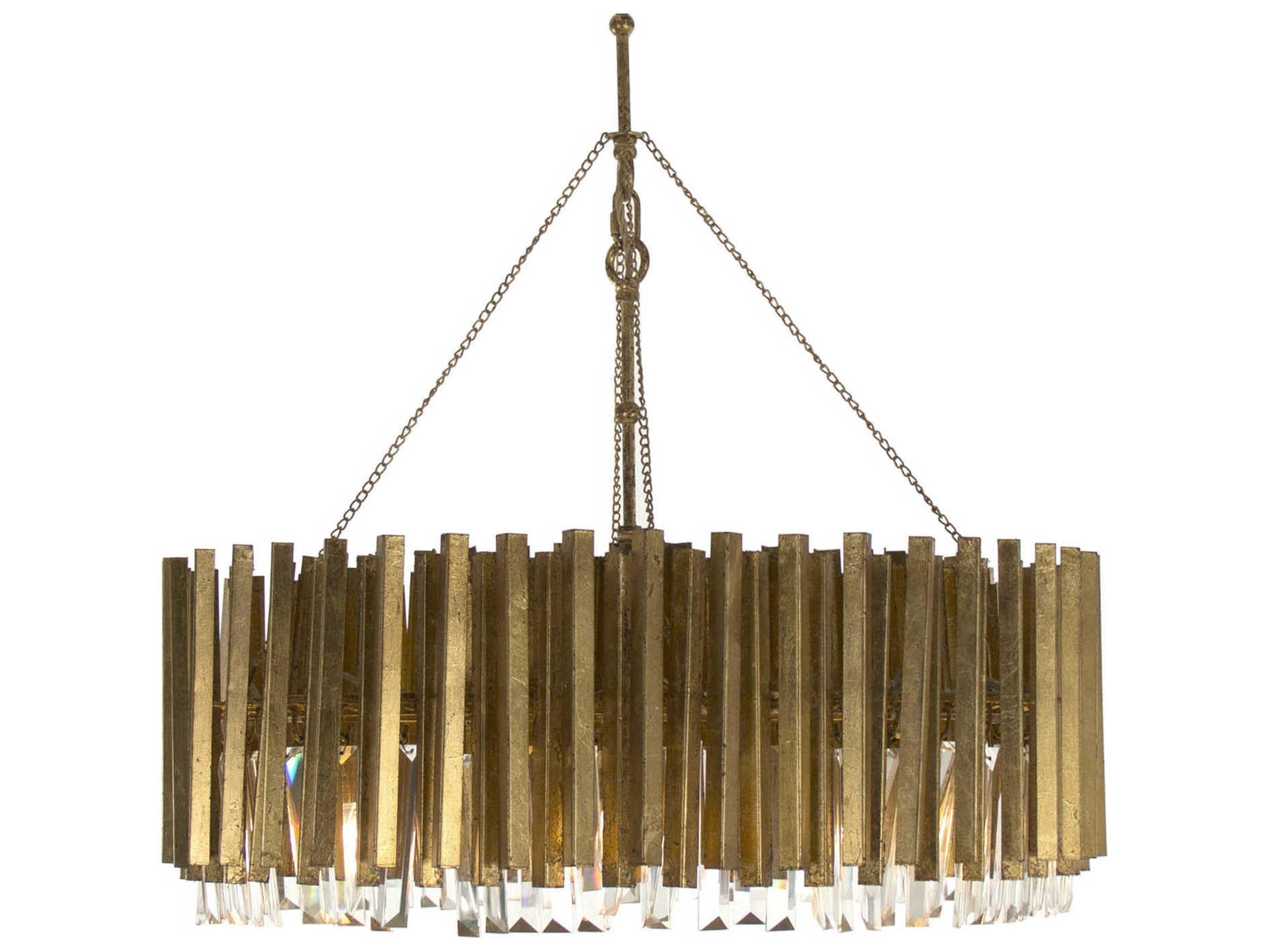 8-Light Gold Leaf Crystal Chandelier