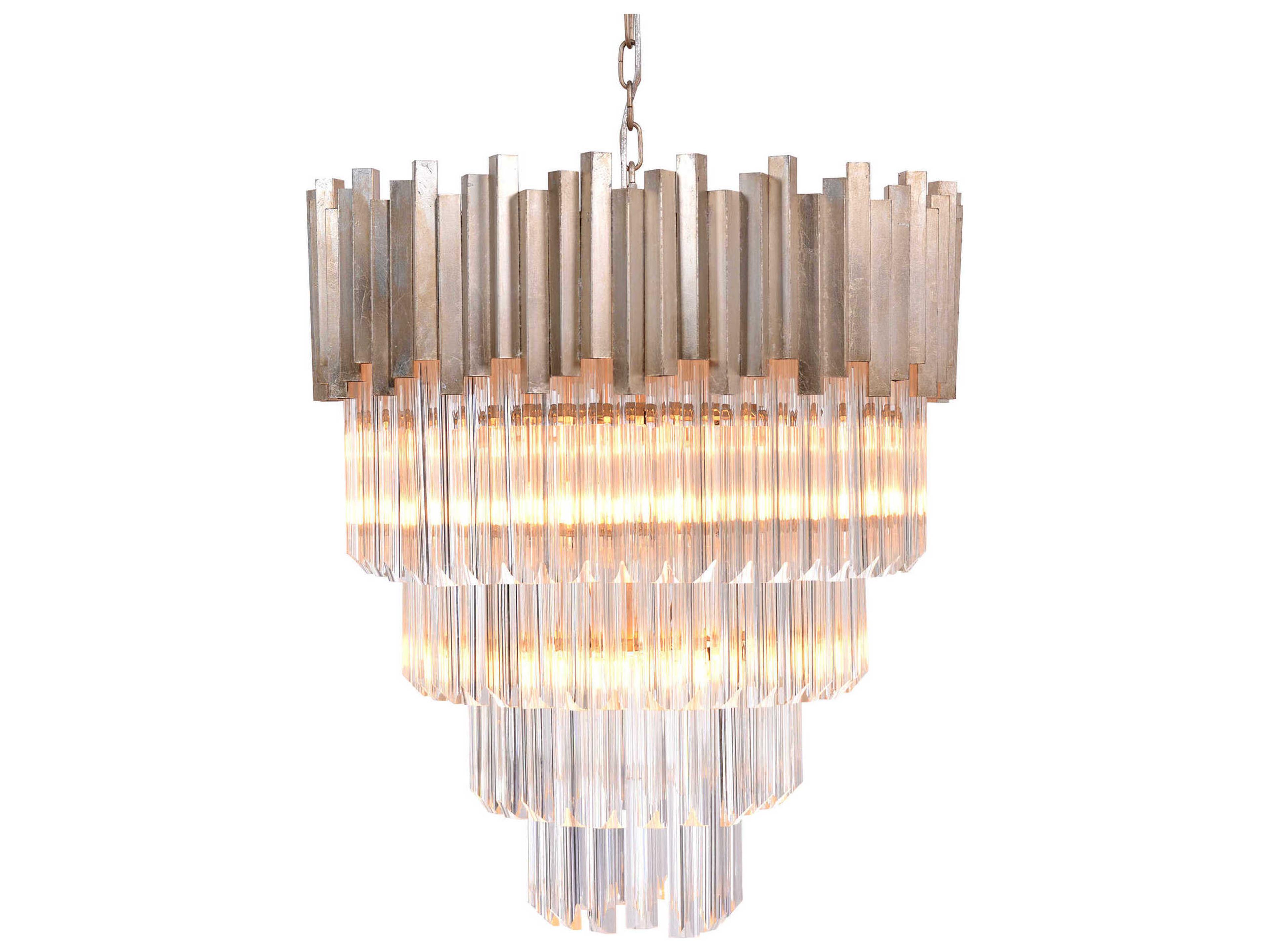 6-Light Distressed Gold Crystal Glass Tiered Chandelier