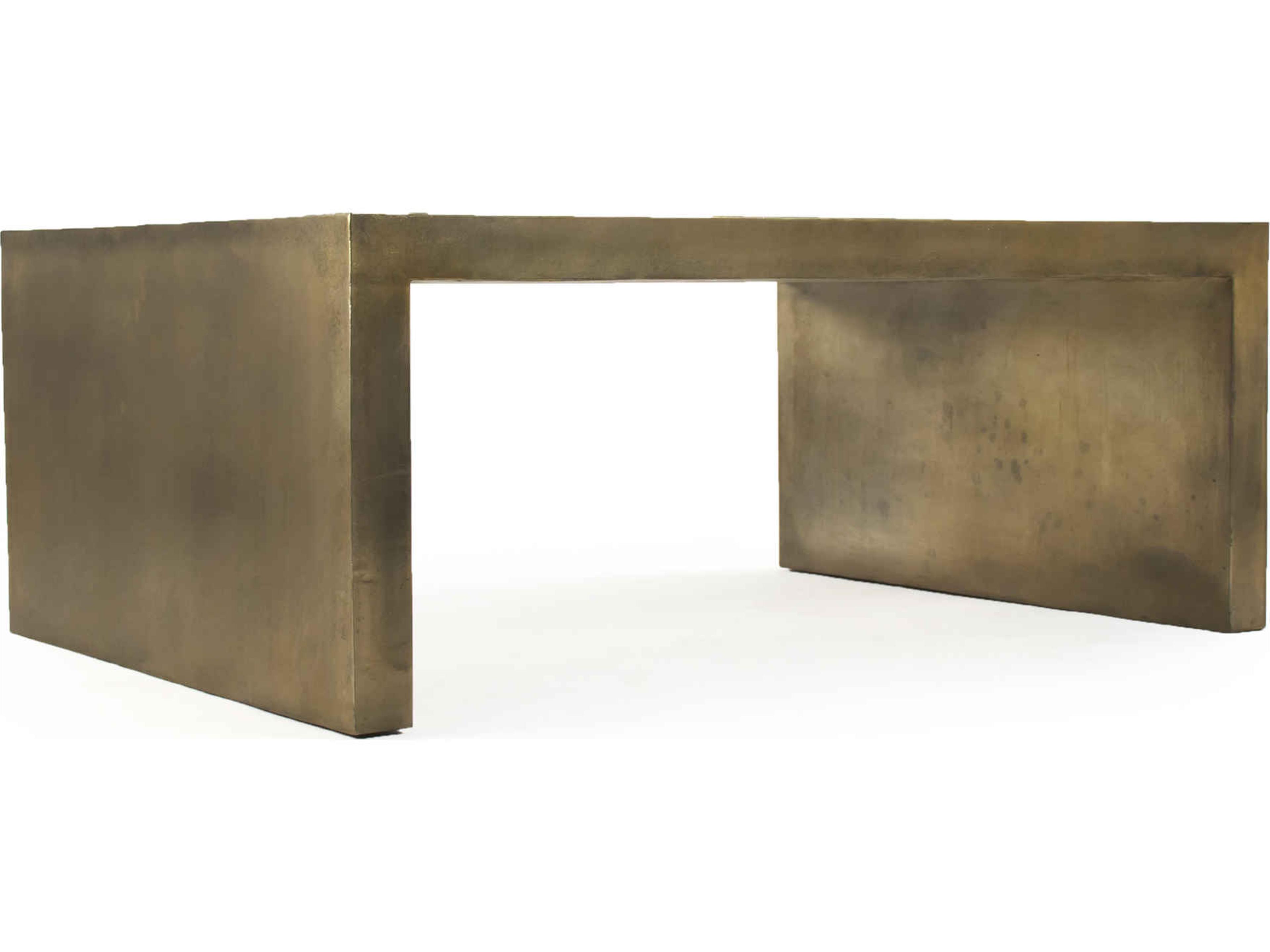 Rectangular Metal Distressed Gold Coffee Table