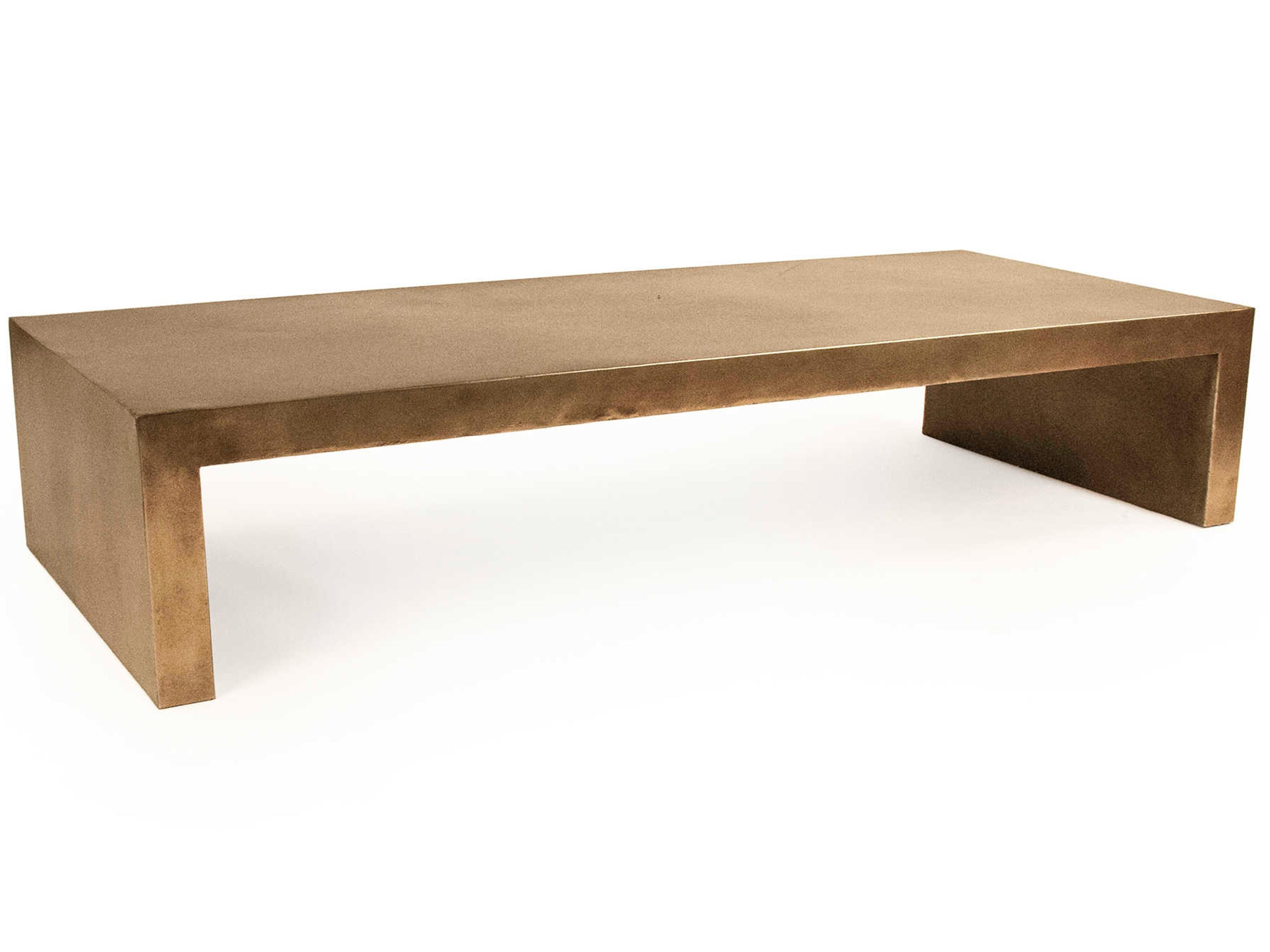 Rectangular Metal Distressed Gold Coffee Table