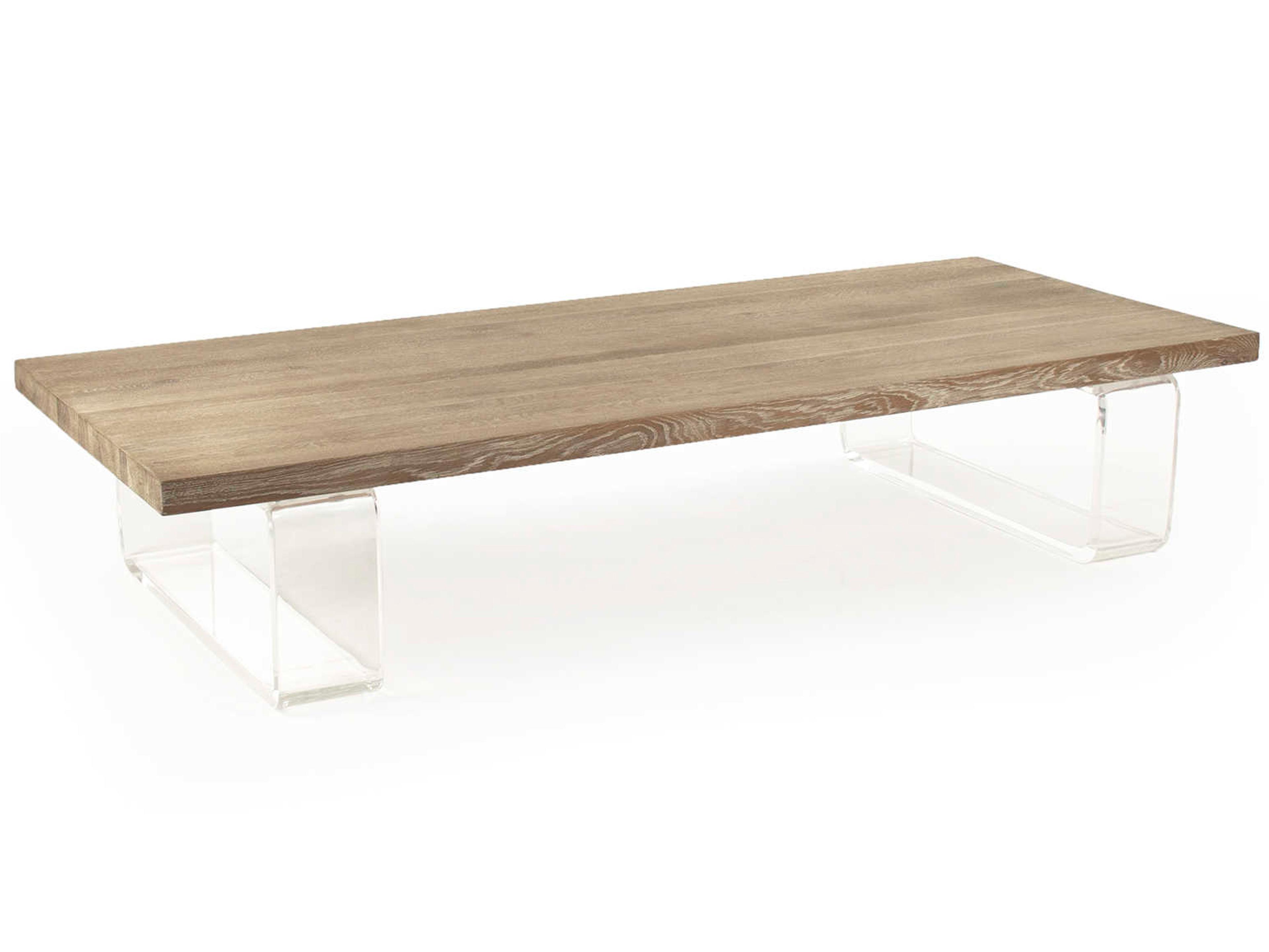Acrylic Rectangular Wood Limed Grey Oak Coffee Table