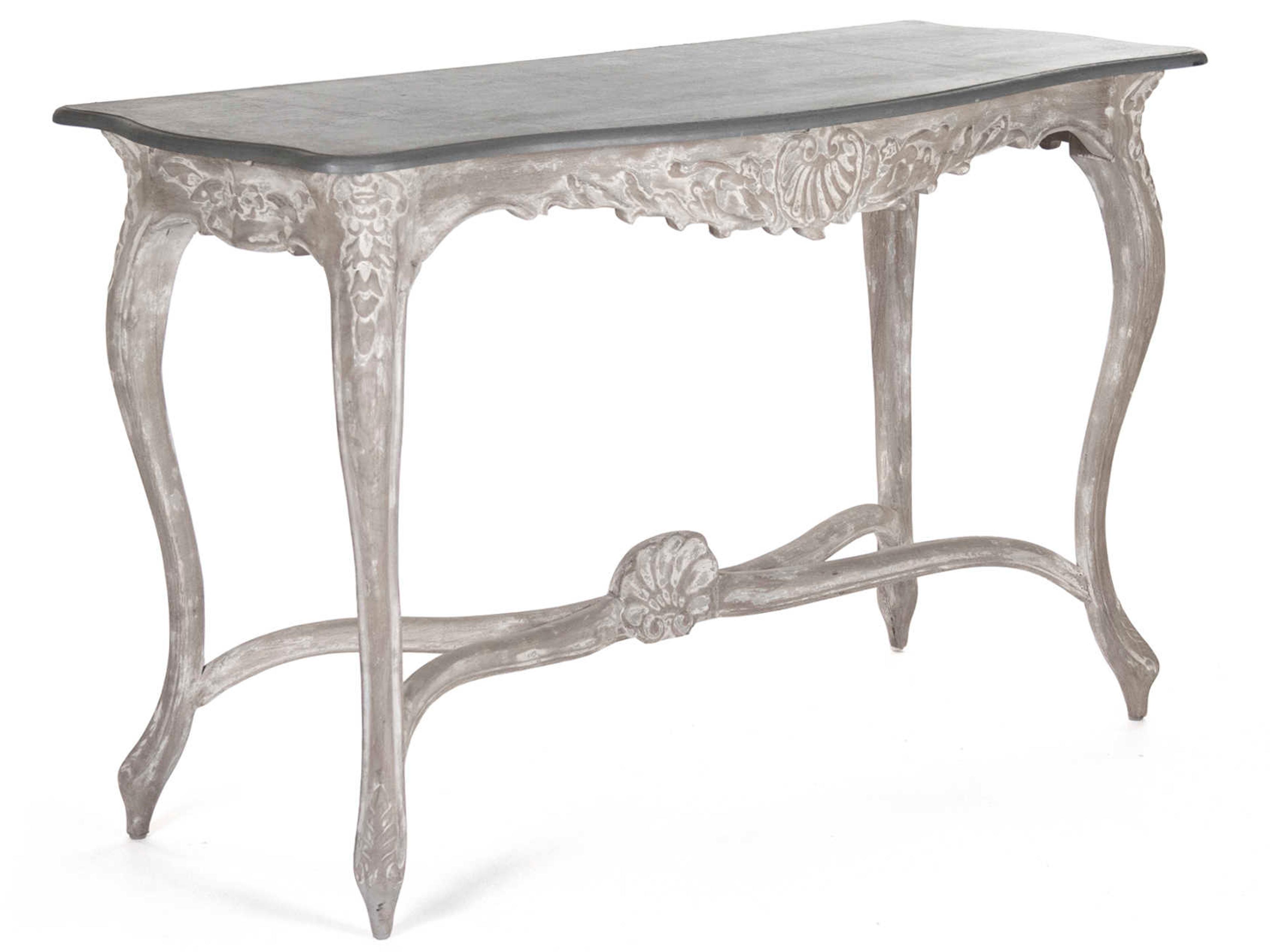 Rectangular Wood Grey Distressed Console Table