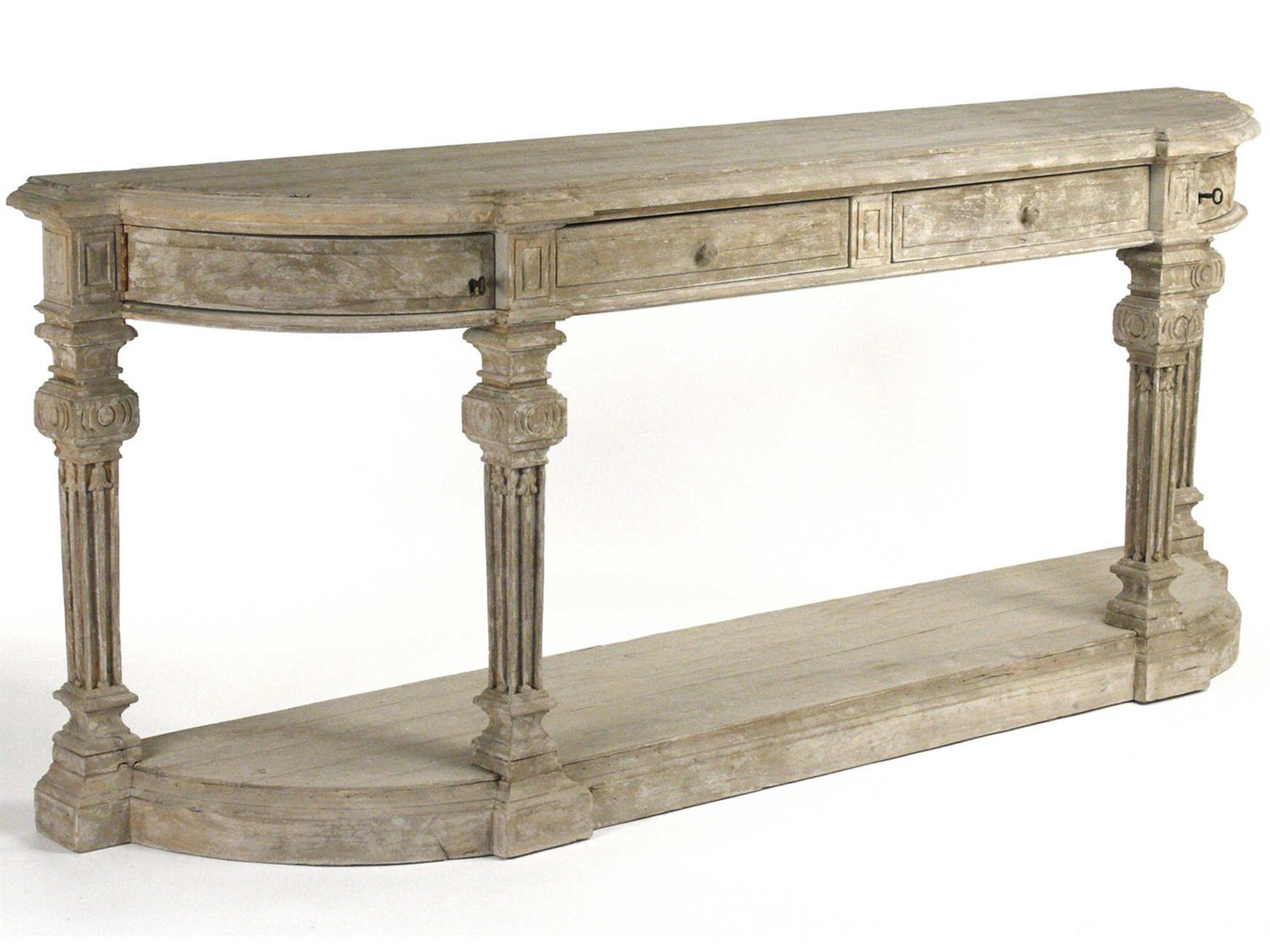 Demilune Wood Distressed Console Table