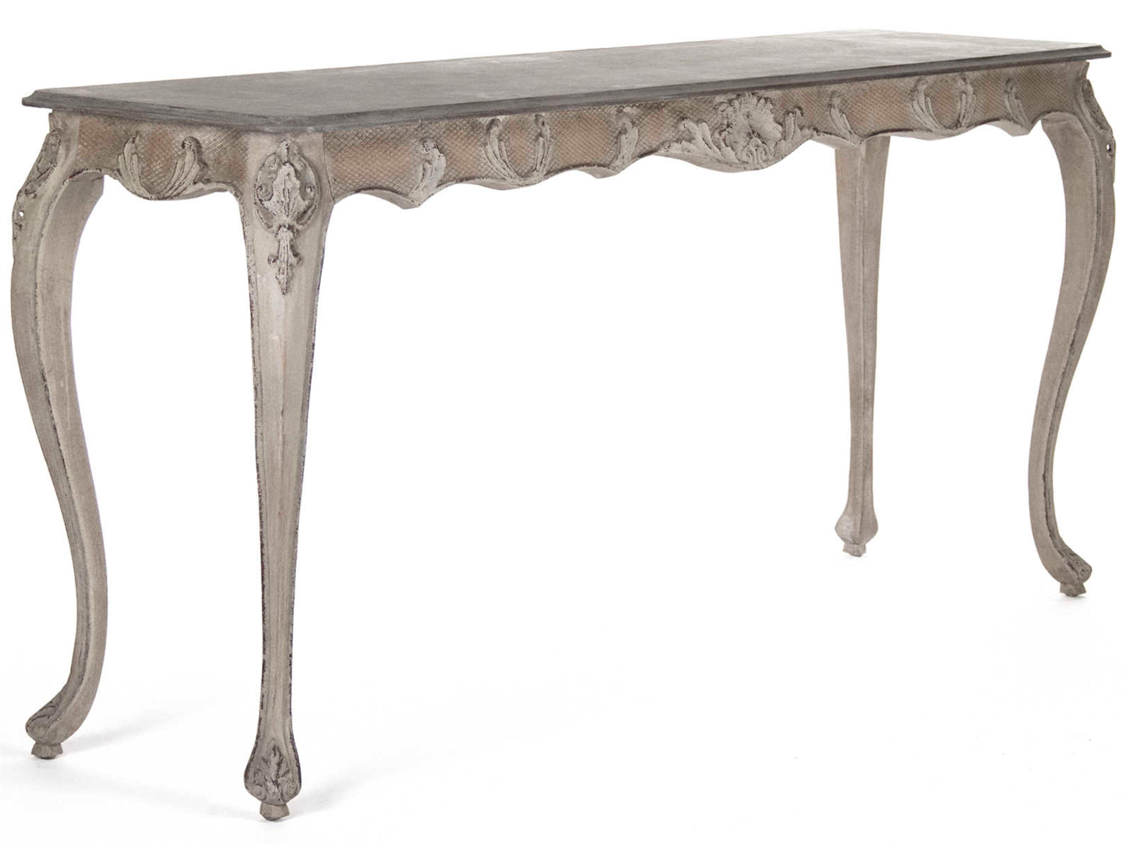 Rectangular Wood Gunsmoke Grey Distressed Taupe Console Table