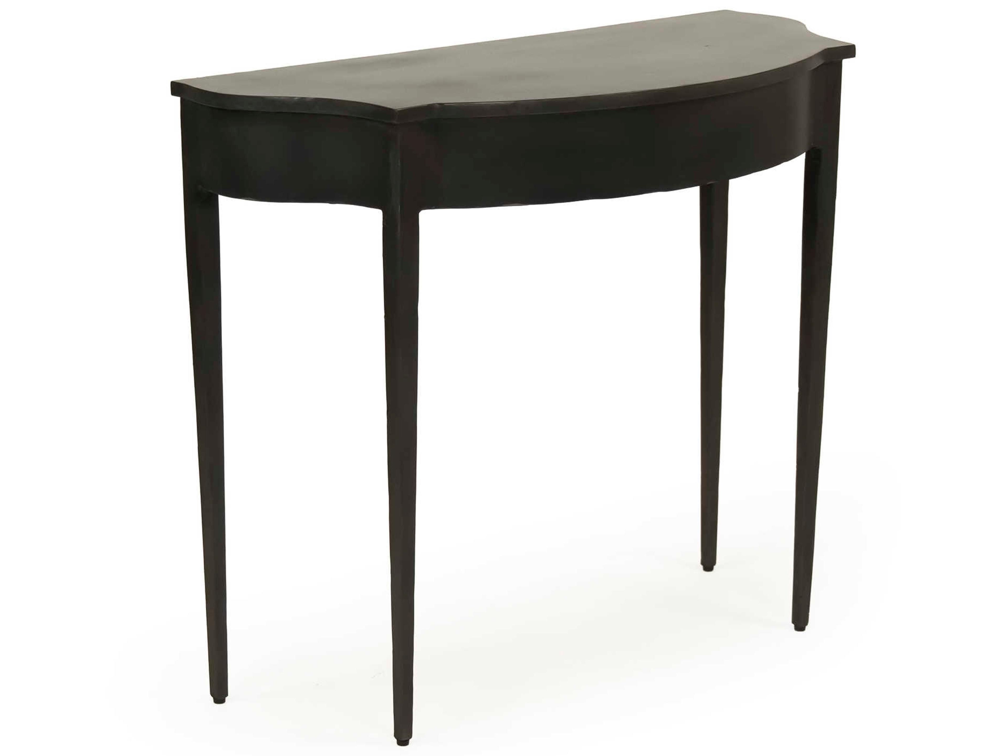 Demilune Metal Antique Black Console Table