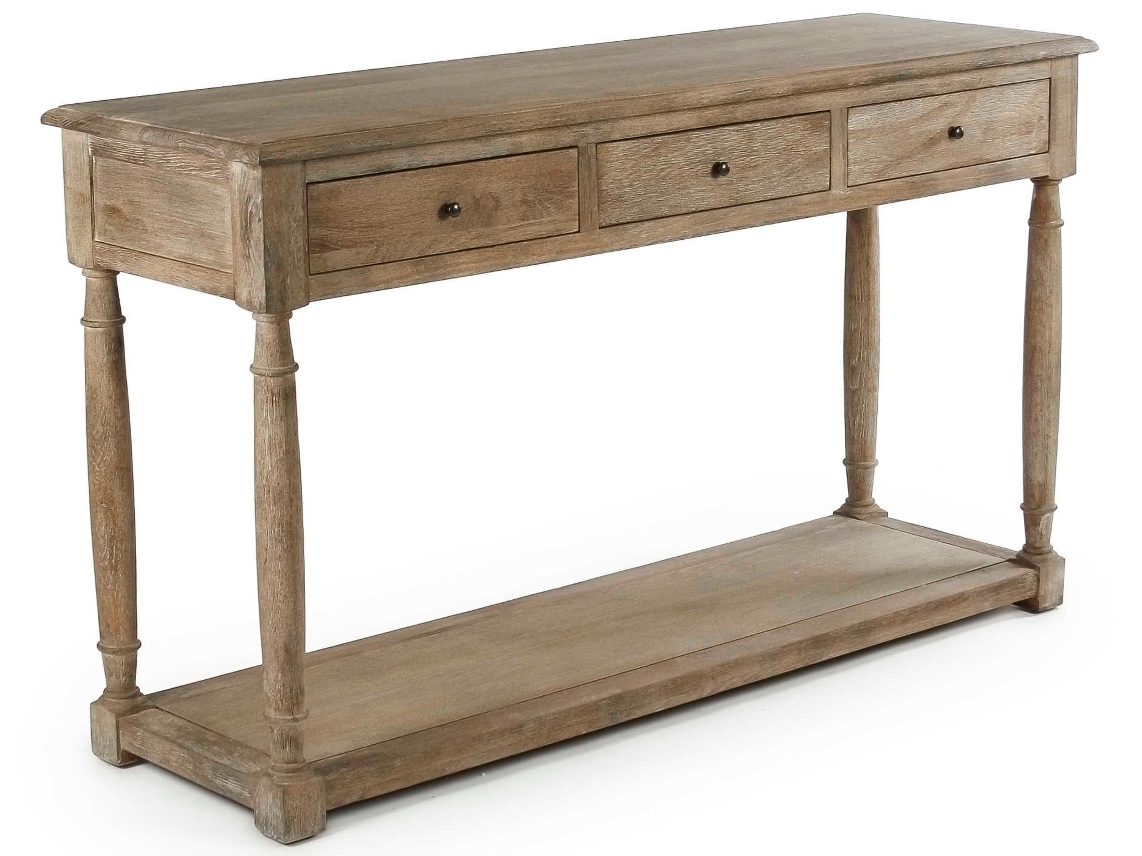 Rectangular Wood Limed Grey Console Table