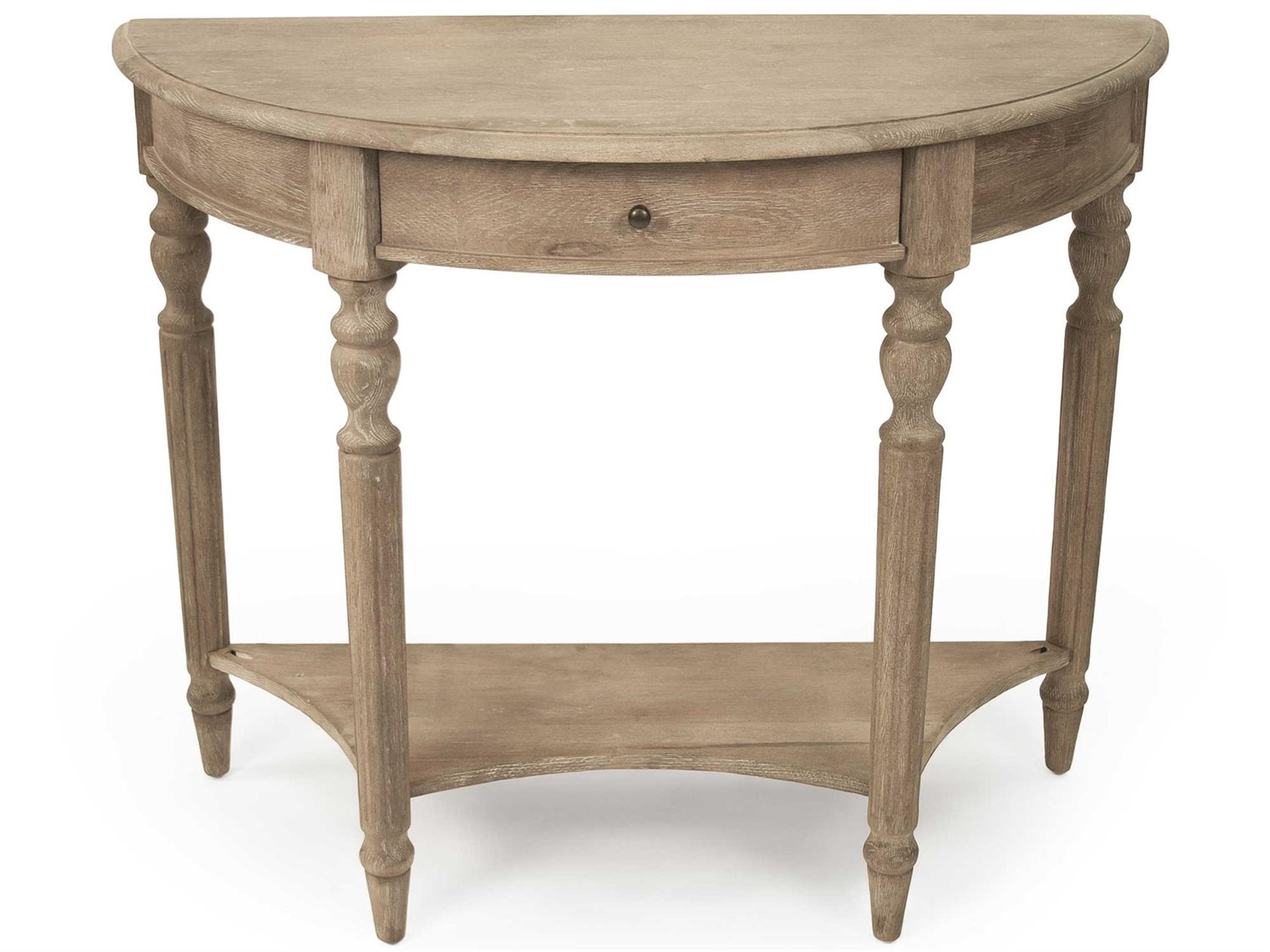 Demilune Wood Limed Grey Console Table
