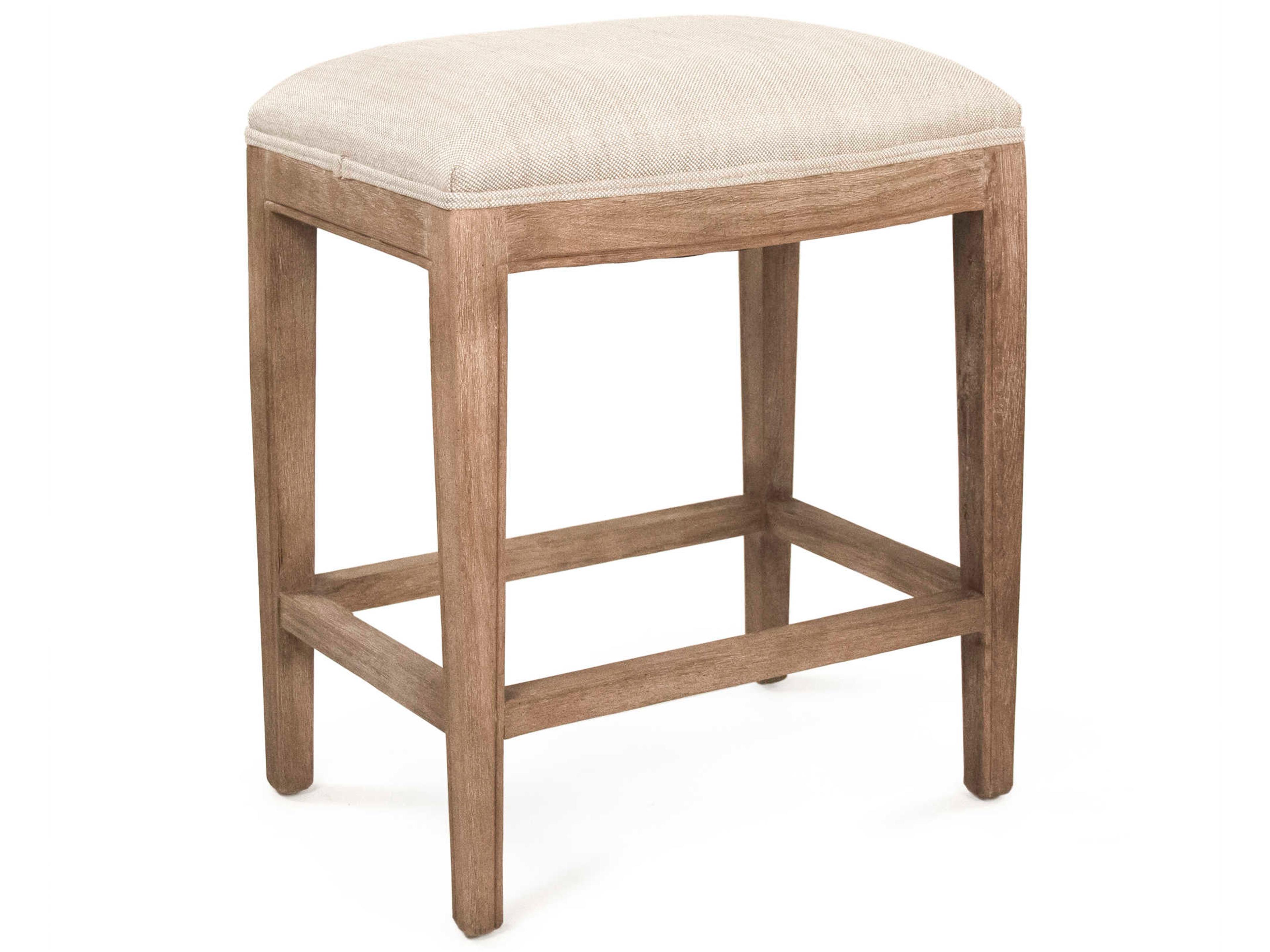 Upholstered Oak Wood Oatmeal Polyester Counter Stool